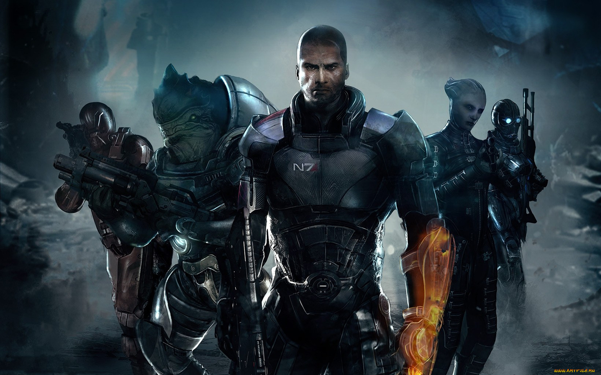 mass, effect, видео, игры, asari, krogan, grunt, commander, shepard, liara, tsoni