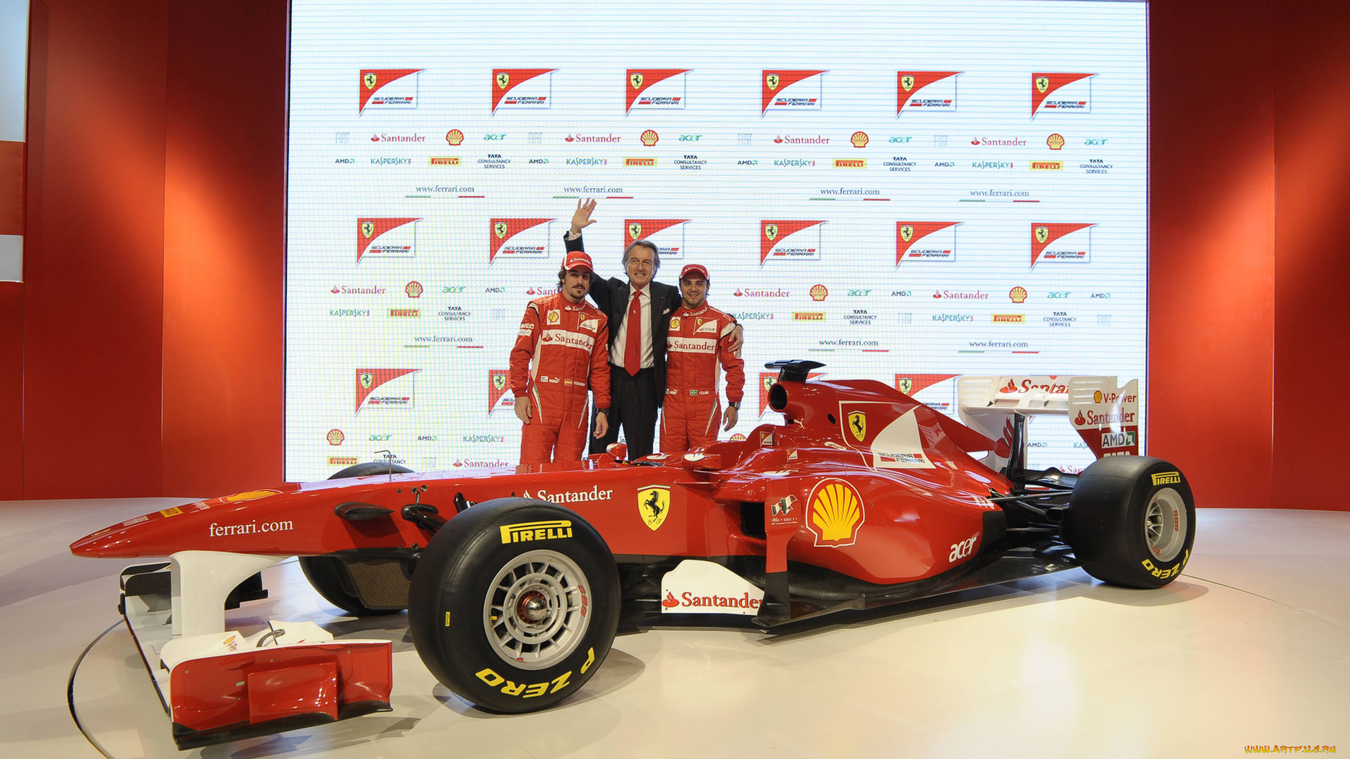 luca, cordero, di, montezemolo, fernando, alonso, and, felipe, massa, presentation, ferrari, f150, спорт, формула, 1, чемпионат, болид, пилоты