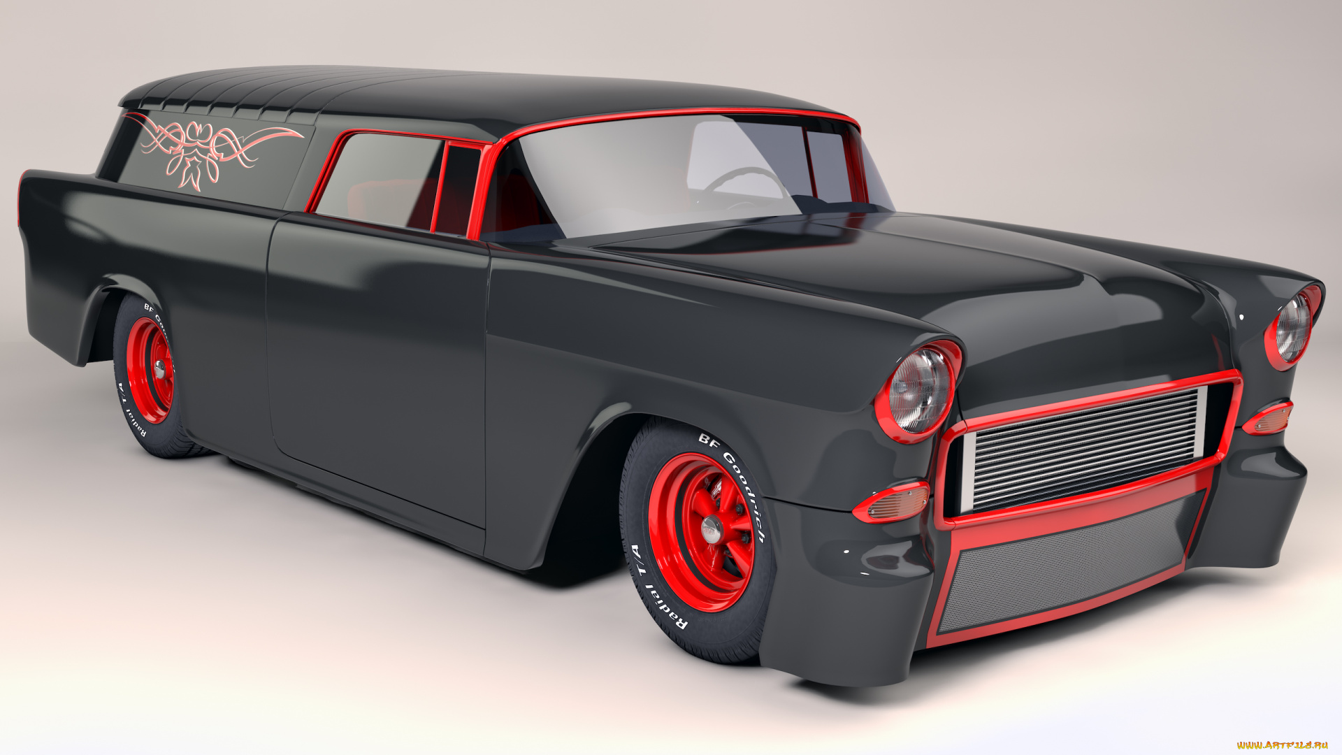 автомобили, 3д, custom, 1955, nomad, air, bel, chevrolet