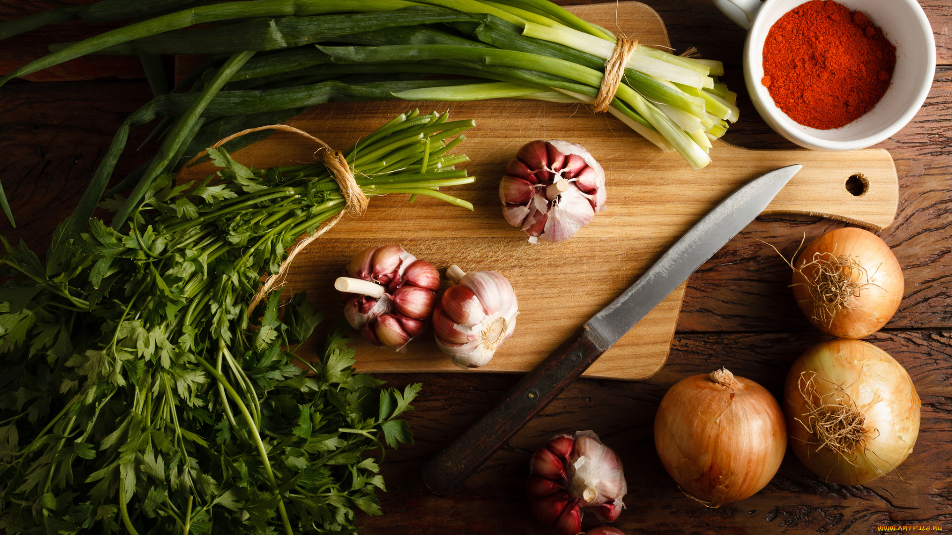 еда, овощи, специи, лук, петрушка, чеснок