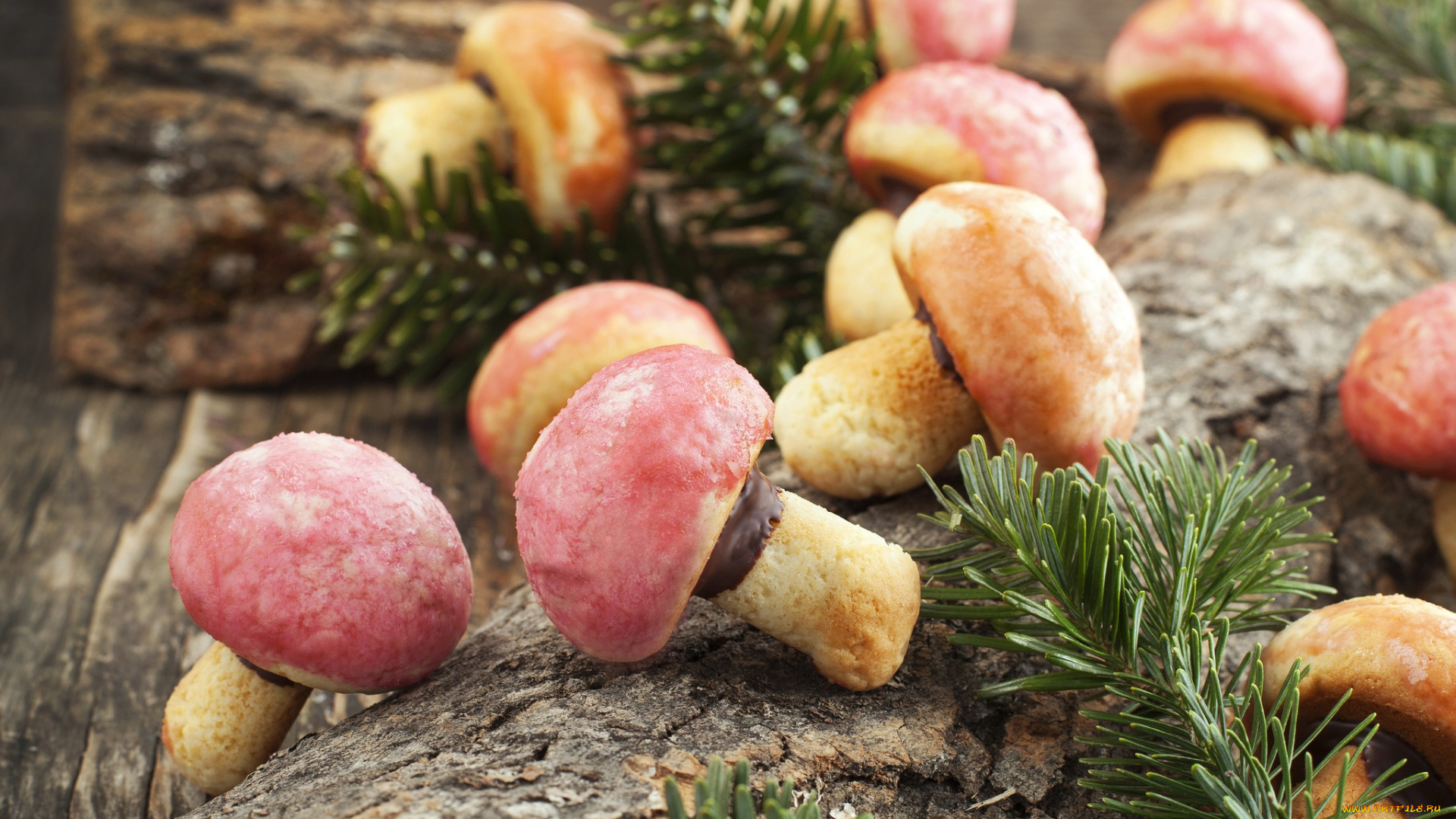 еда, пирожные, , кексы, , печенье, грибочки, елка, печенье