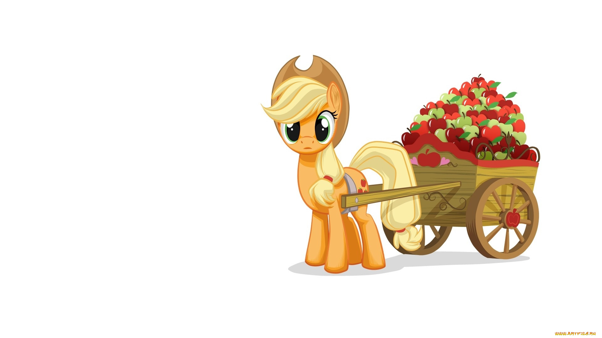 мультфильмы, my, little, pony, яблоки, повозка, пони, applejack