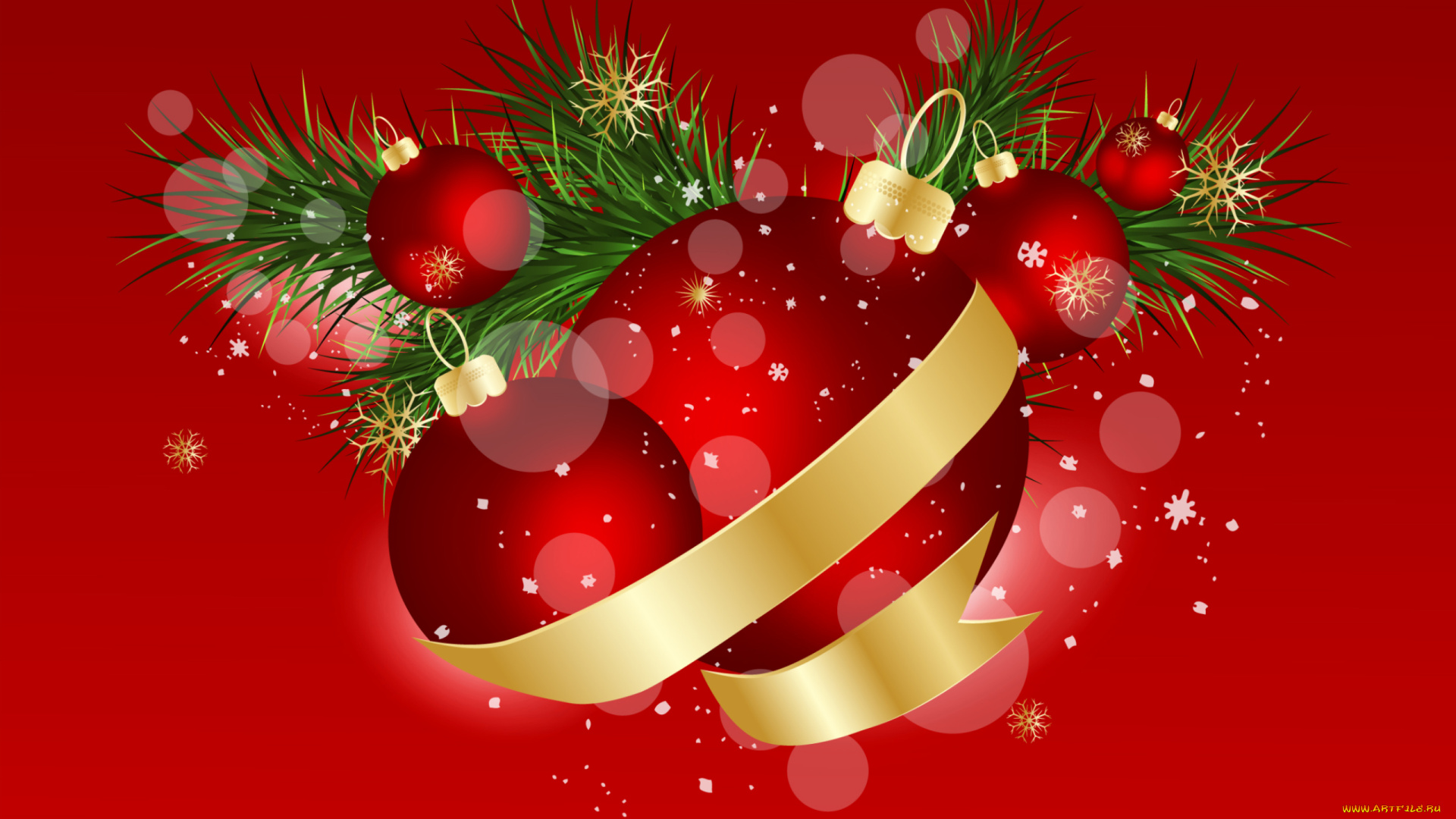 праздничные, 3д, графика, , новый, год, ветка, шары, лента