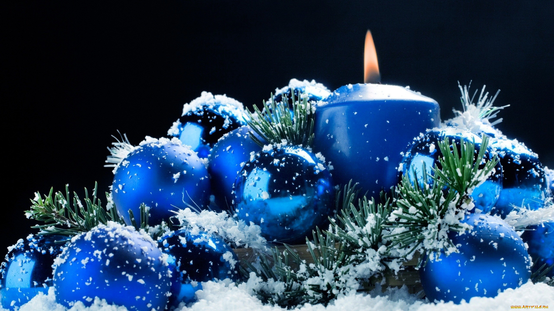 праздничные, шарики, ветка, свеча