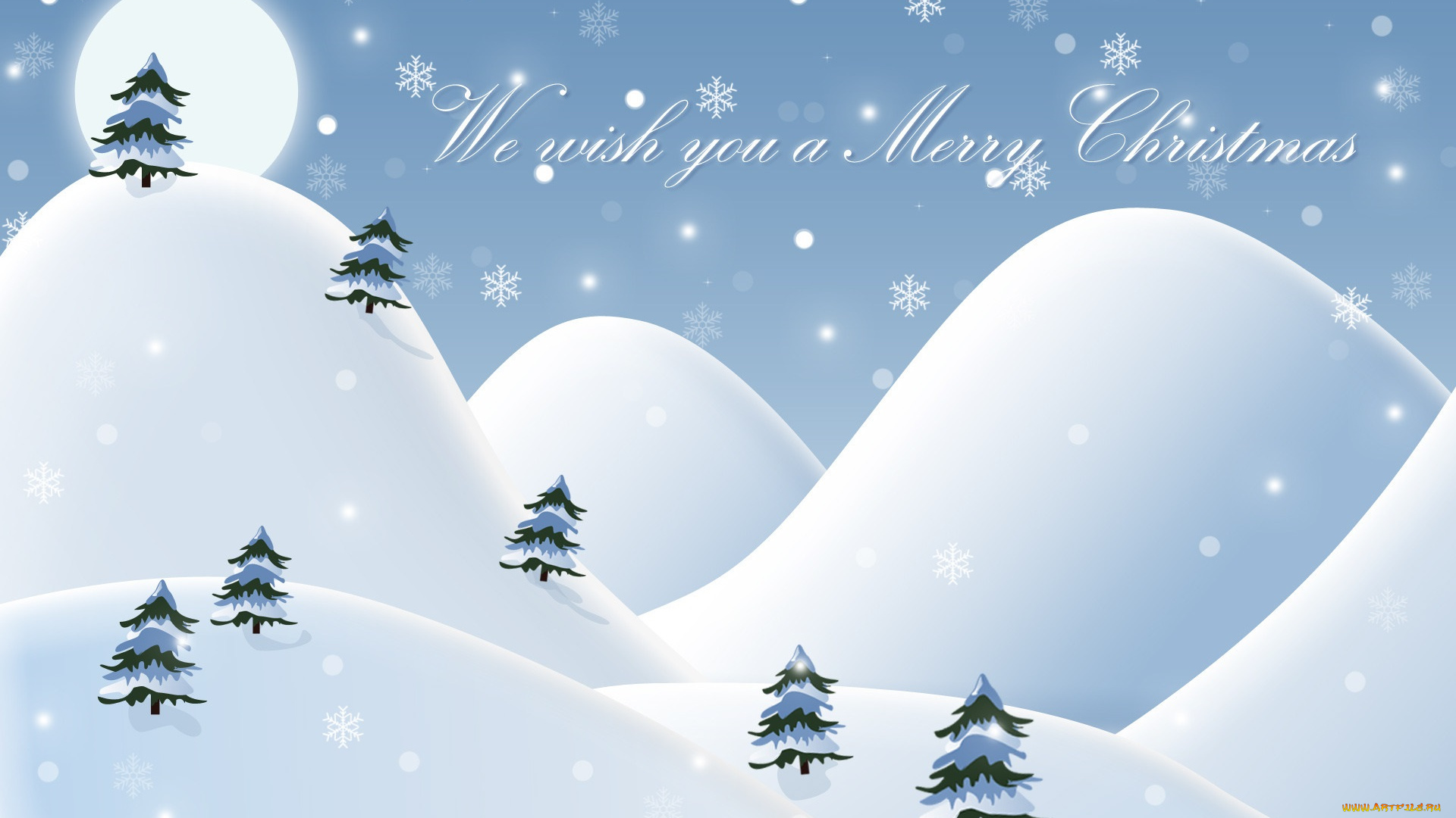 праздничные, векторная, графика, , новый, год, холмы, снег