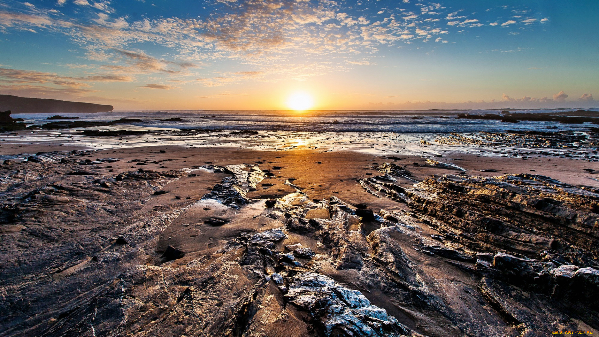 природа, восходы, закаты, свет, солнце, горизонт, волны, океан, пляж