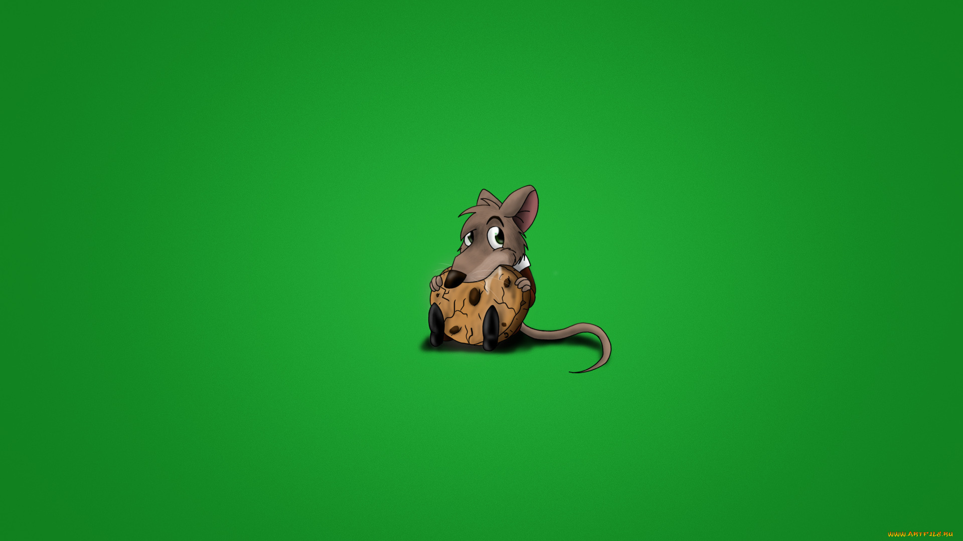 рисованные, минимализм, зеленоватый, фон, кушает, печенье, грызун