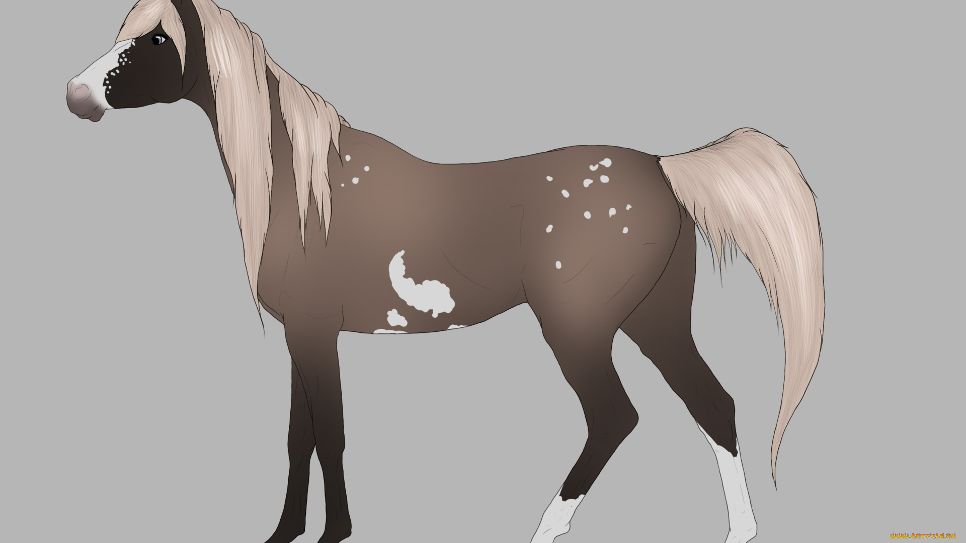 рисованные, животные, , лошади, лошадь