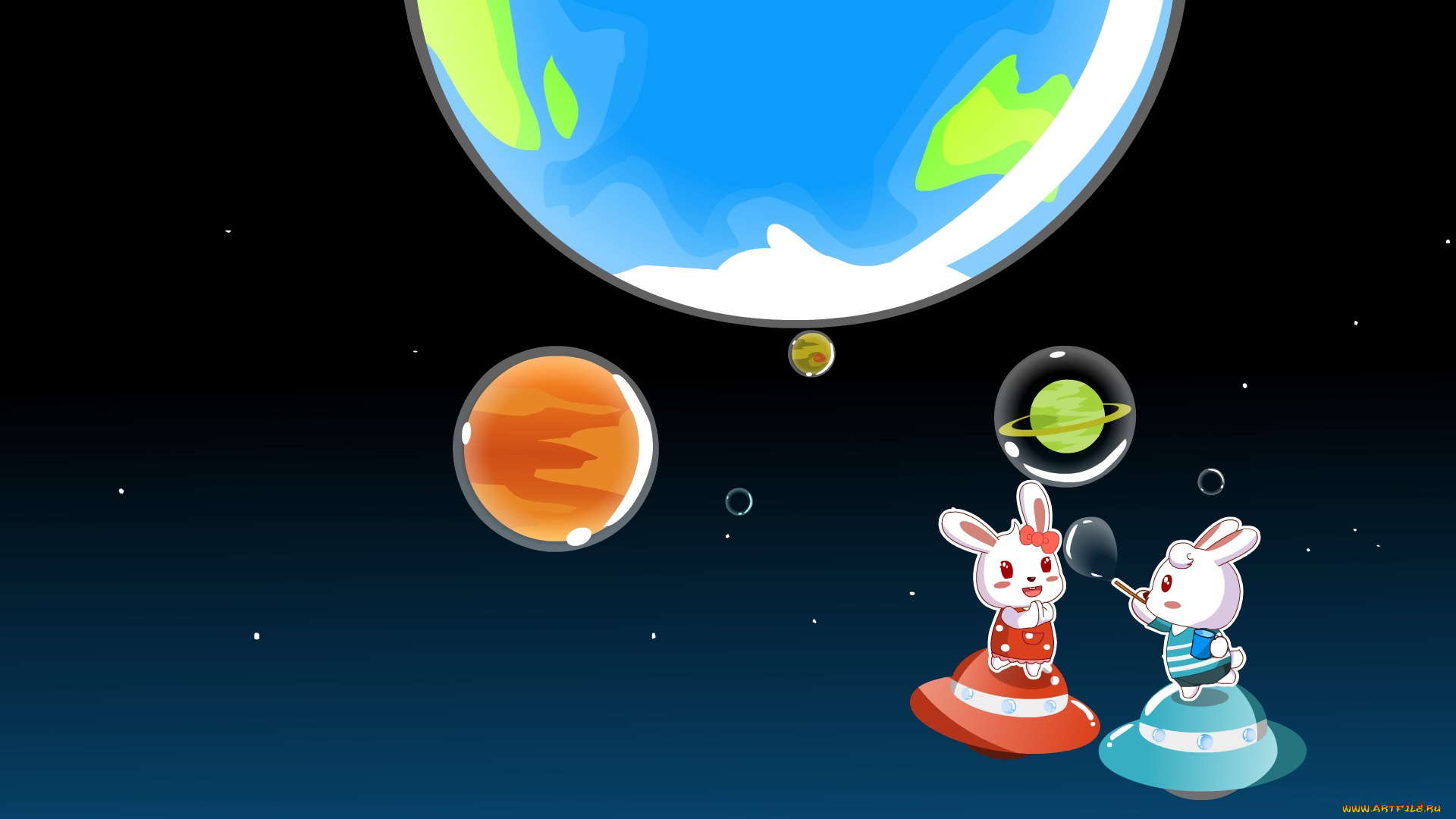 векторная, графика, кролики