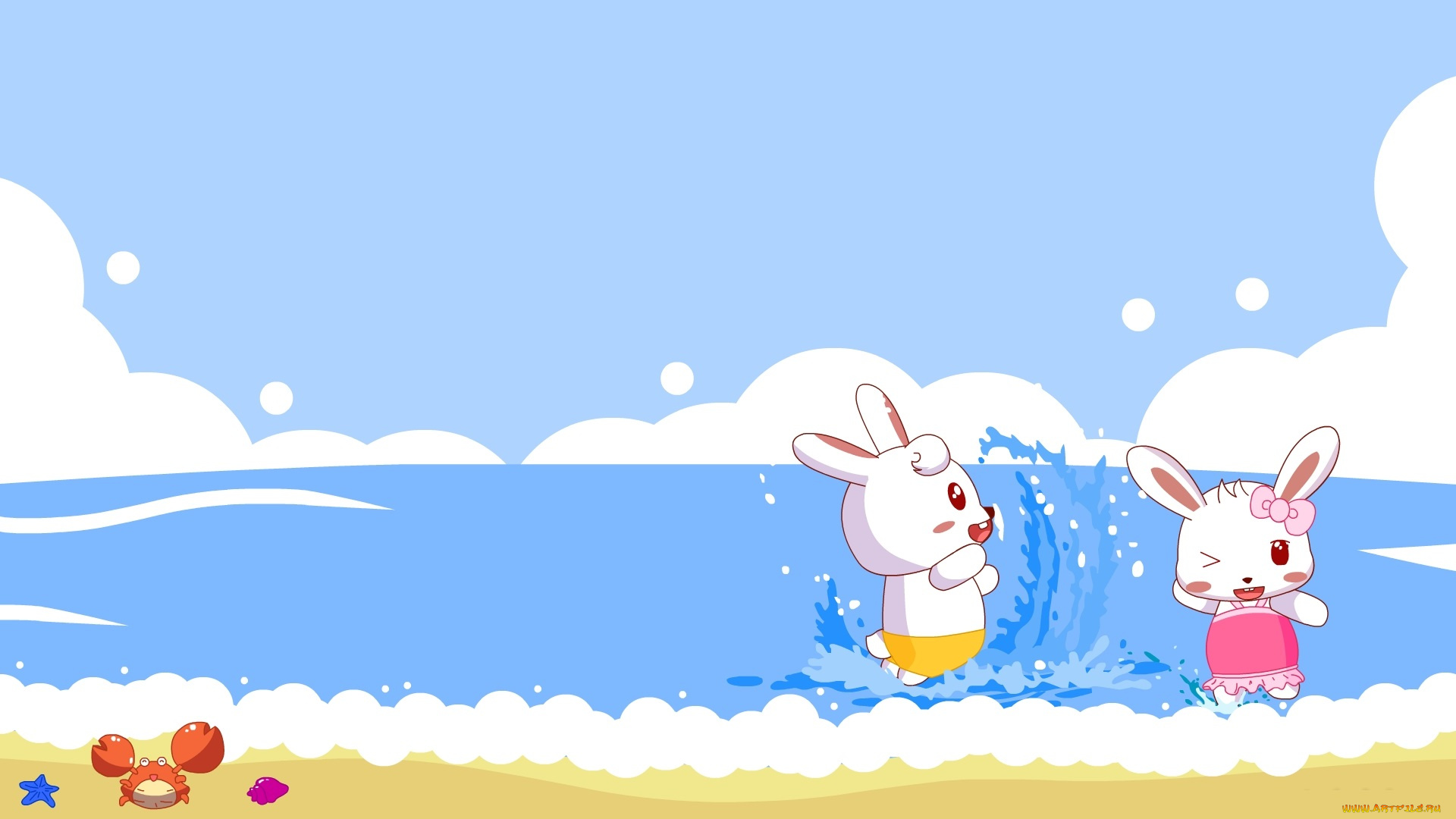 векторная, графика, кролики