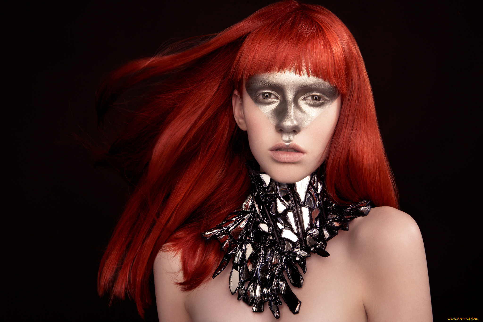 девушки, -unsort, , креатив, лицо, макияж, ожерелье