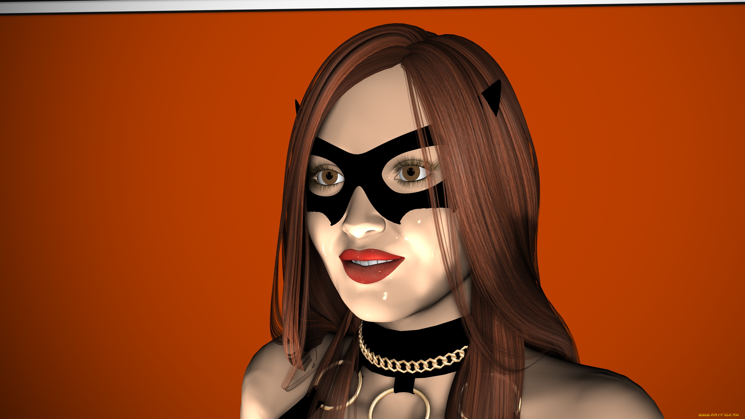 3д, графика, portraits, , портрет, маска, девушка