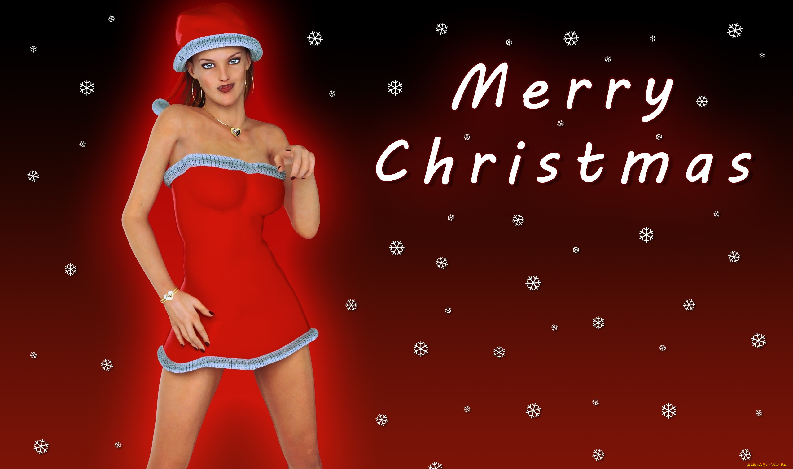 3д, графика, holidays, , праздники, девушка, снежинки