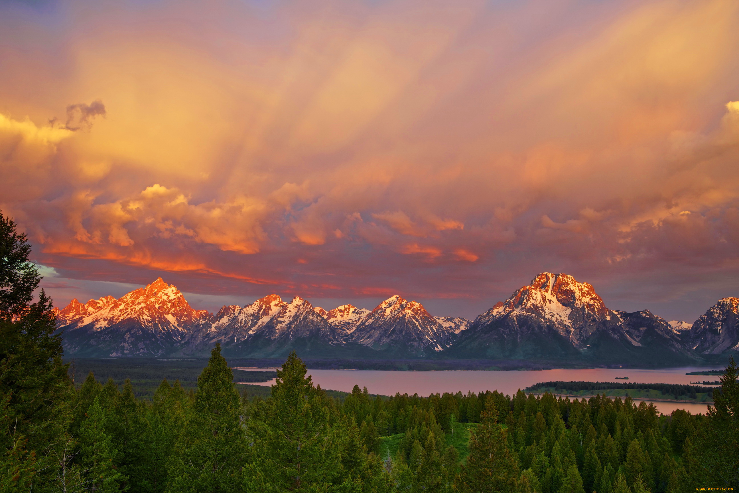 grand, tetons, national, park, , wyoming, природа, восходы, закаты, grand, tetons, national, park, wyoming, горы, озеро, лес, закат, парк