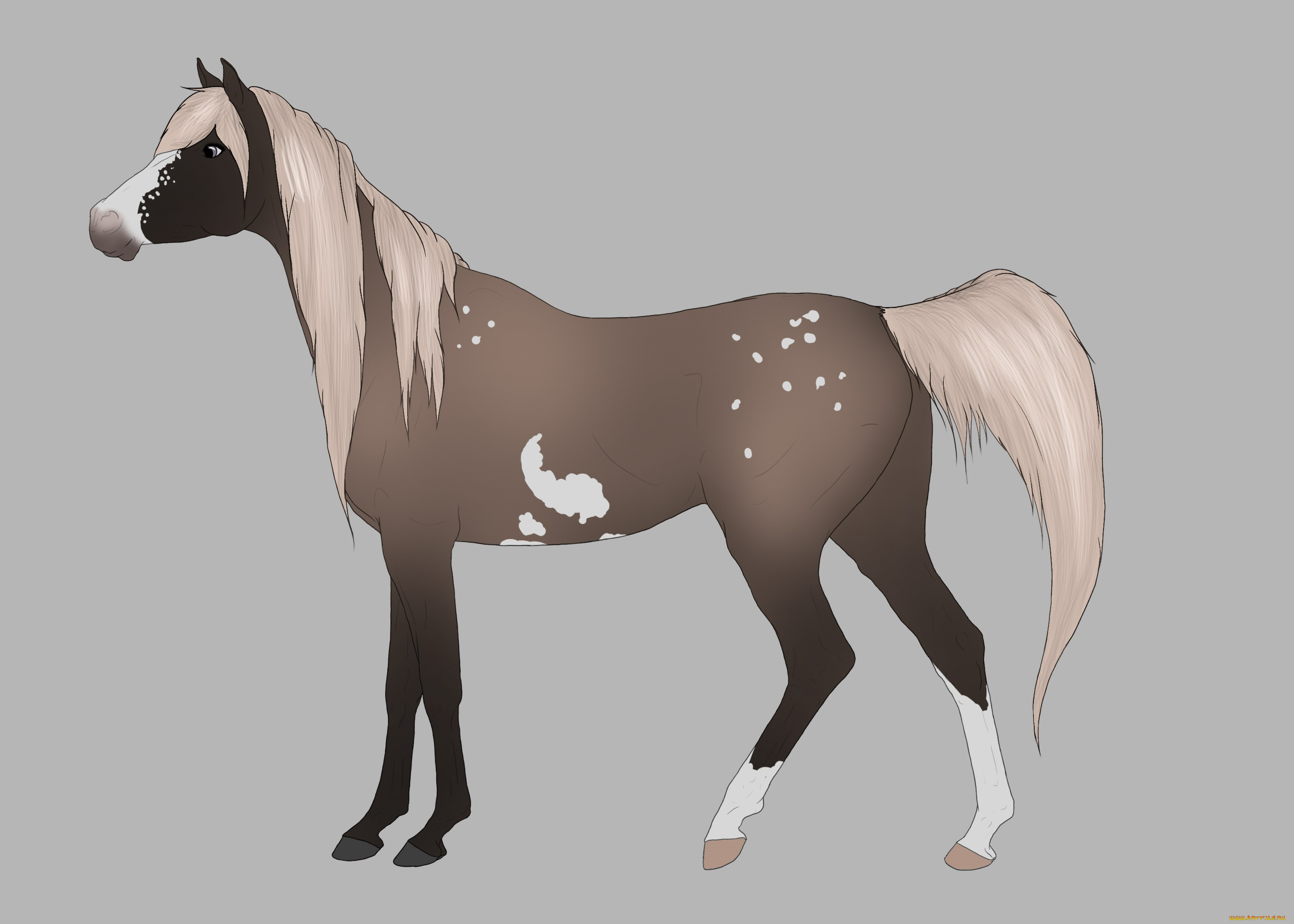 рисованные, животные, , лошади, лошадь