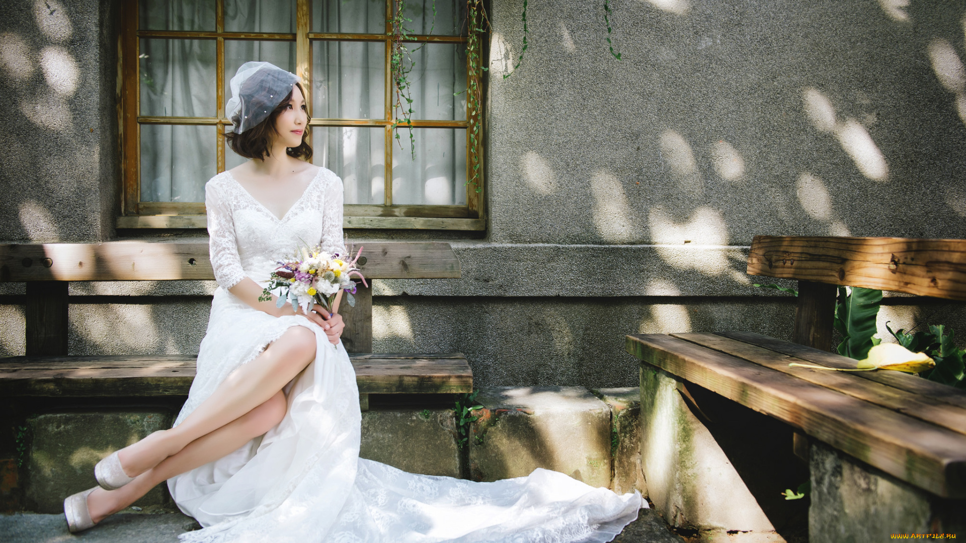 девушки, -unsort, , азиатки, дом, девушка, платье, азиатка