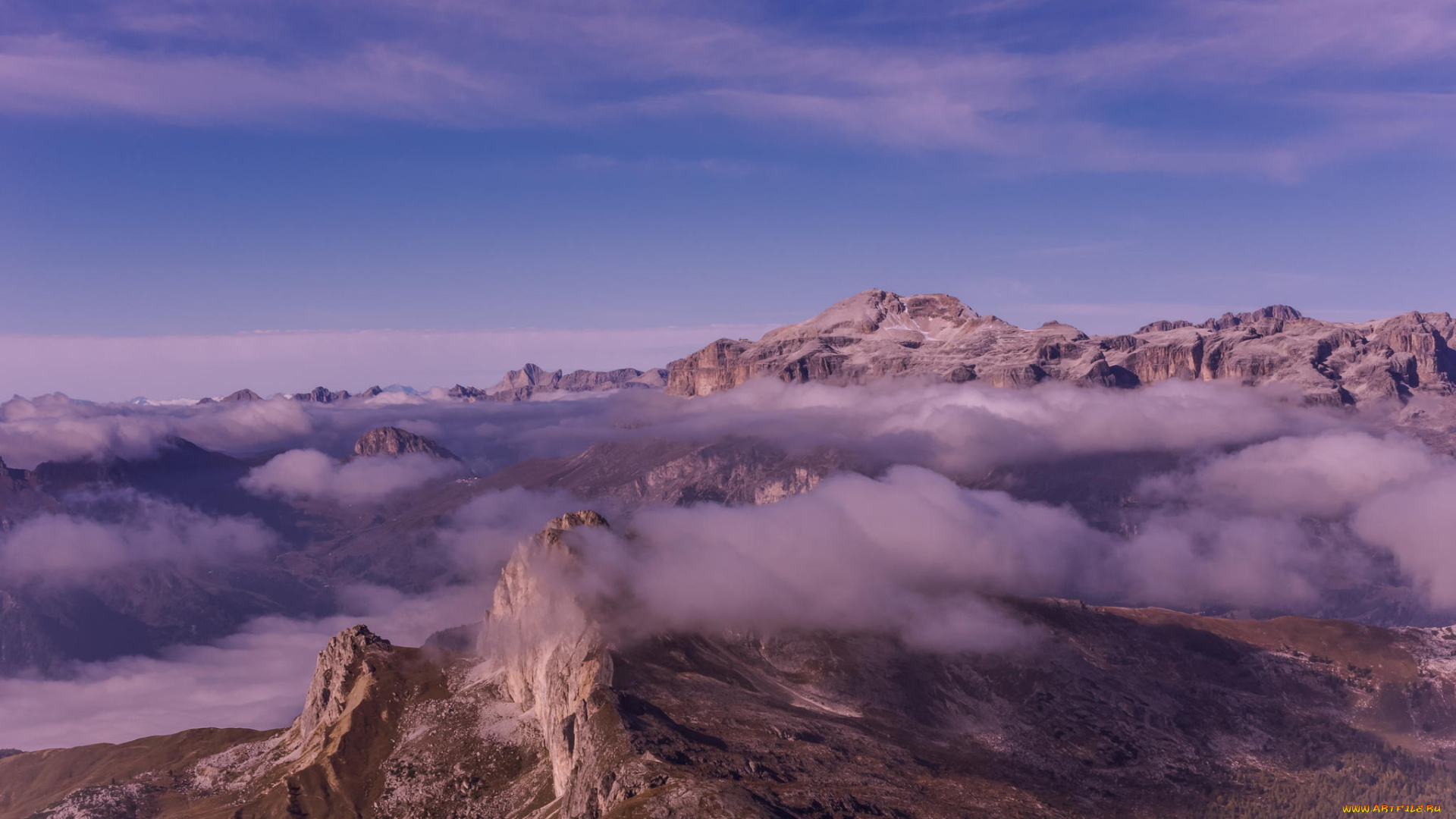 природа, горы, высота, облака