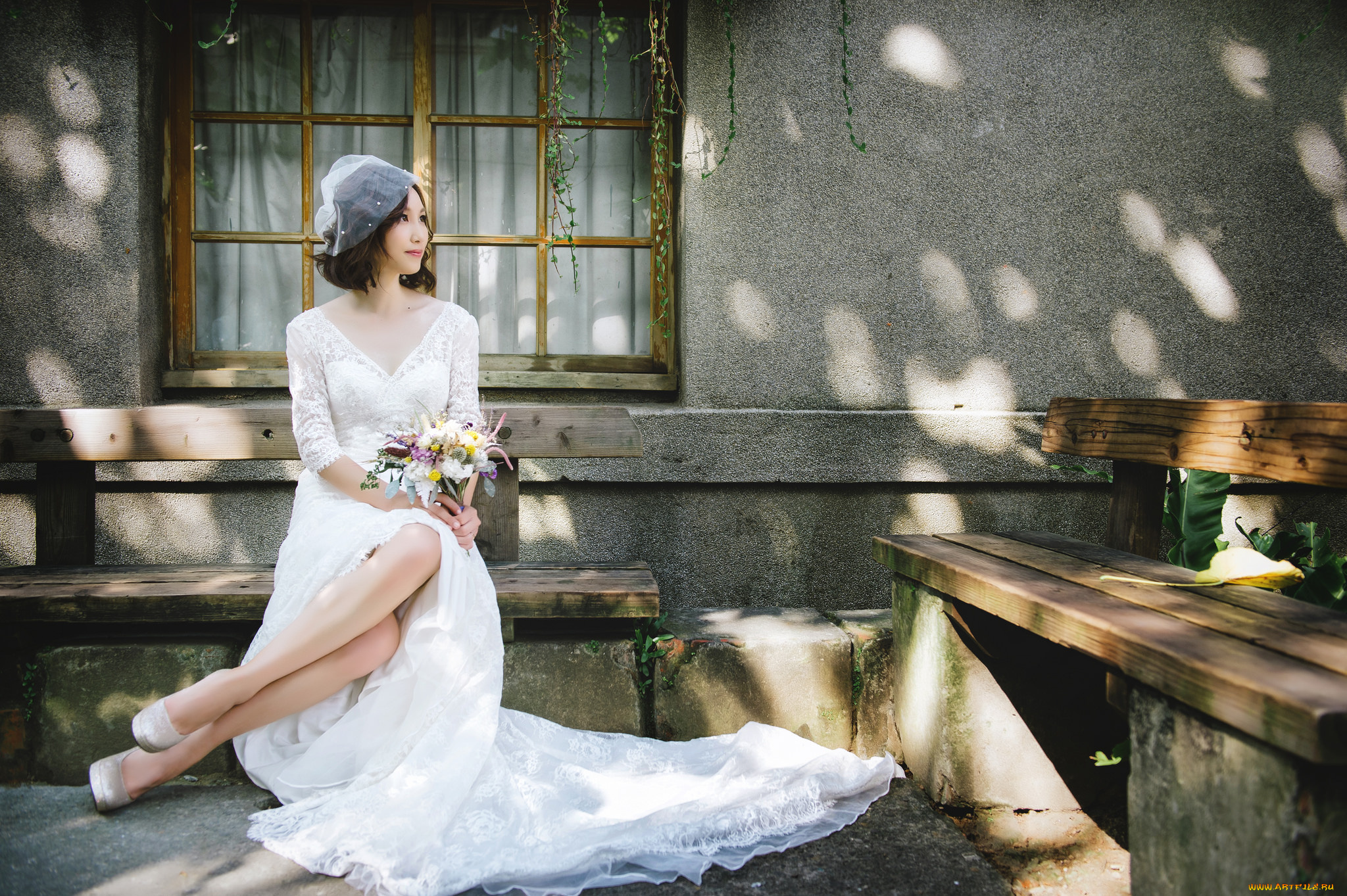 девушки, -unsort, , азиатки, дом, девушка, платье, азиатка