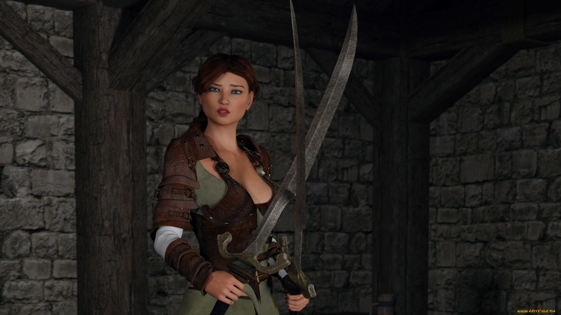 3д, графика, фантазия, , fantasy, девушка, взгляд, фон