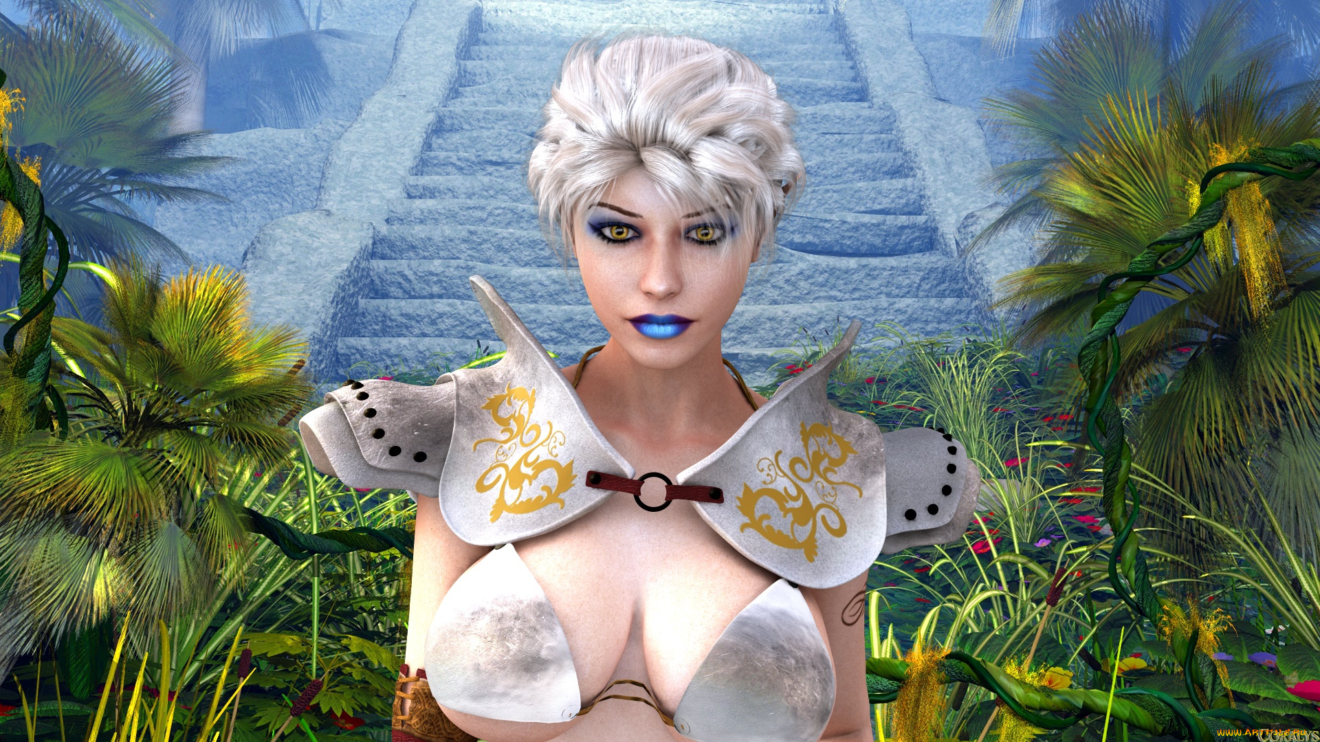 3д, графика, фантазия, , fantasy, фон, взгляд, девушка