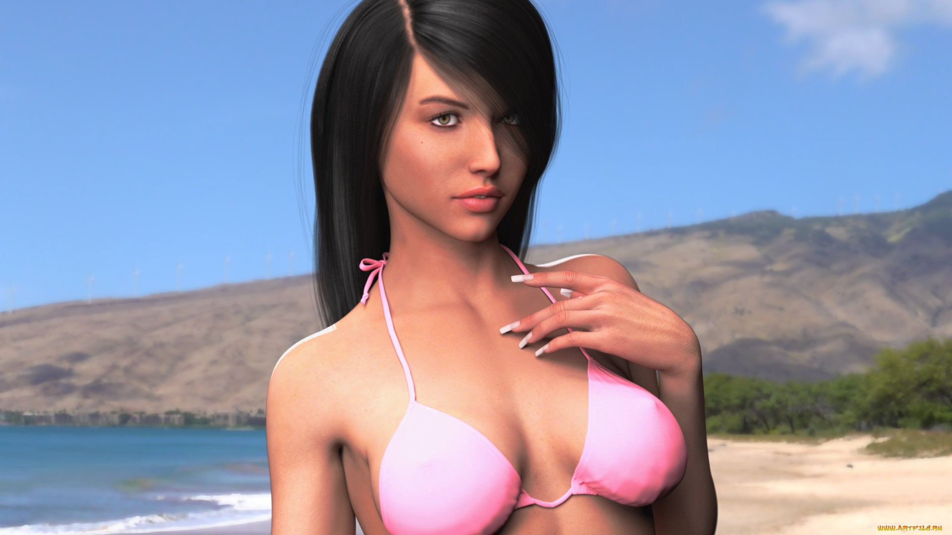 3д, графика, люди, , people, девушка, взгляд, фон