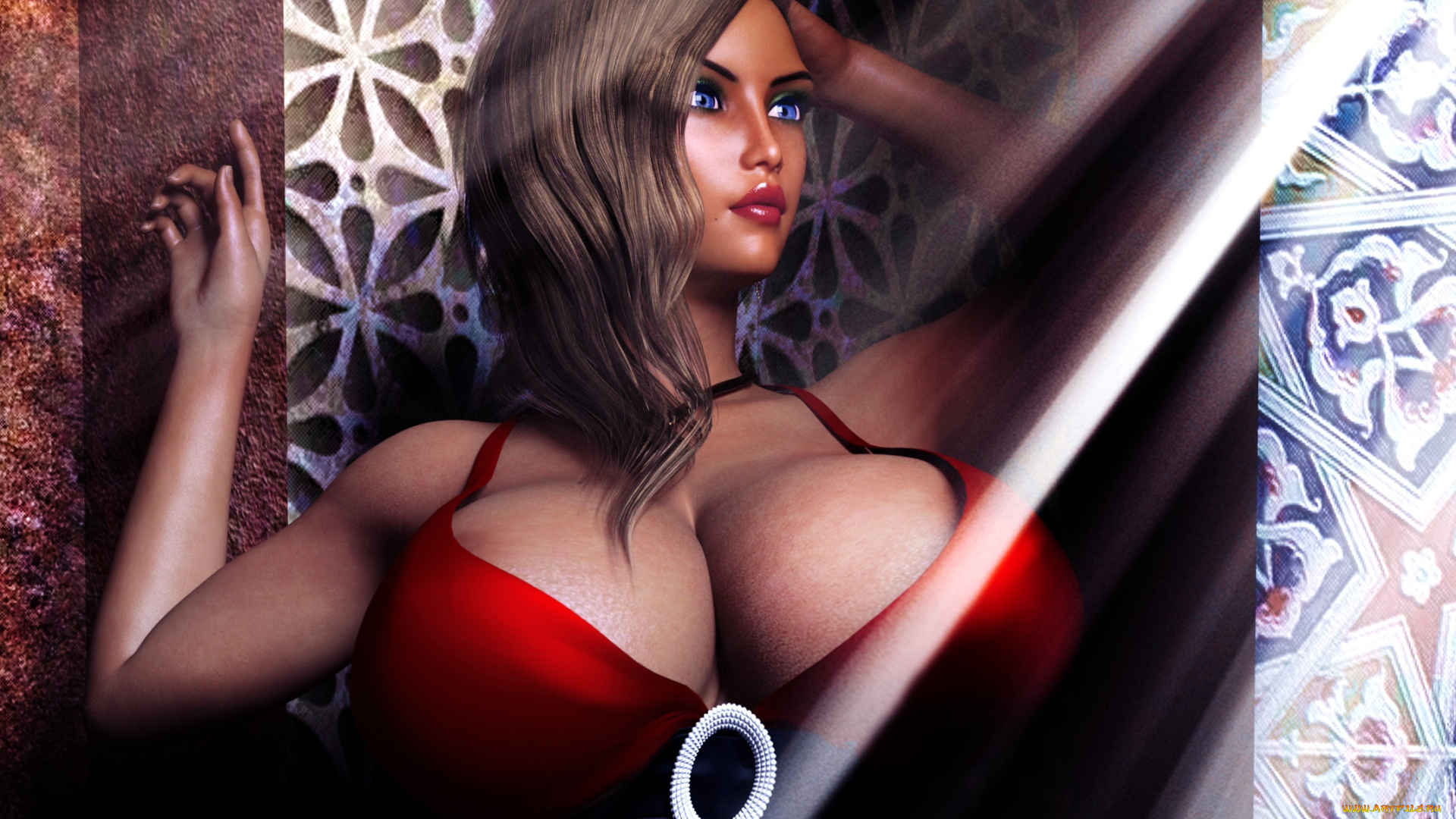 3д, графика, люди, , people, девушка, взгляд, фон