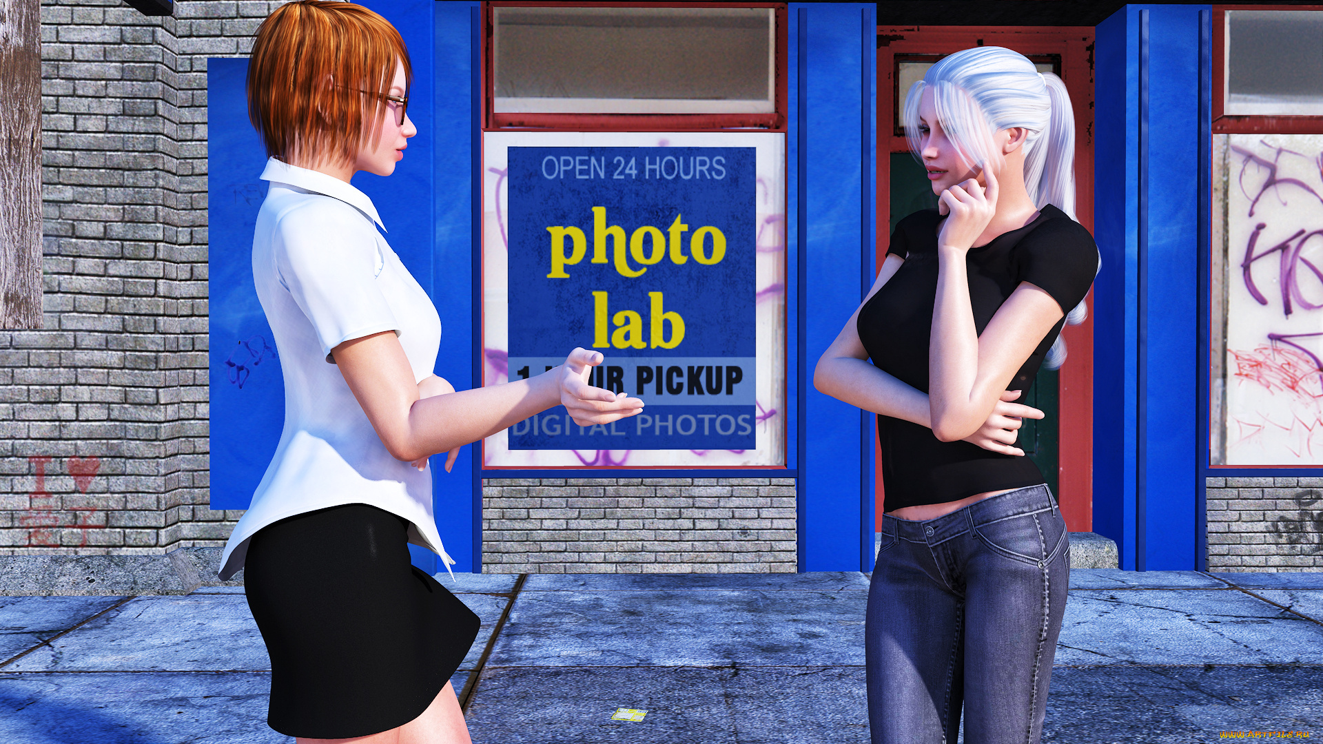 3д, графика, люди, , people, девушки, взгляд, фон