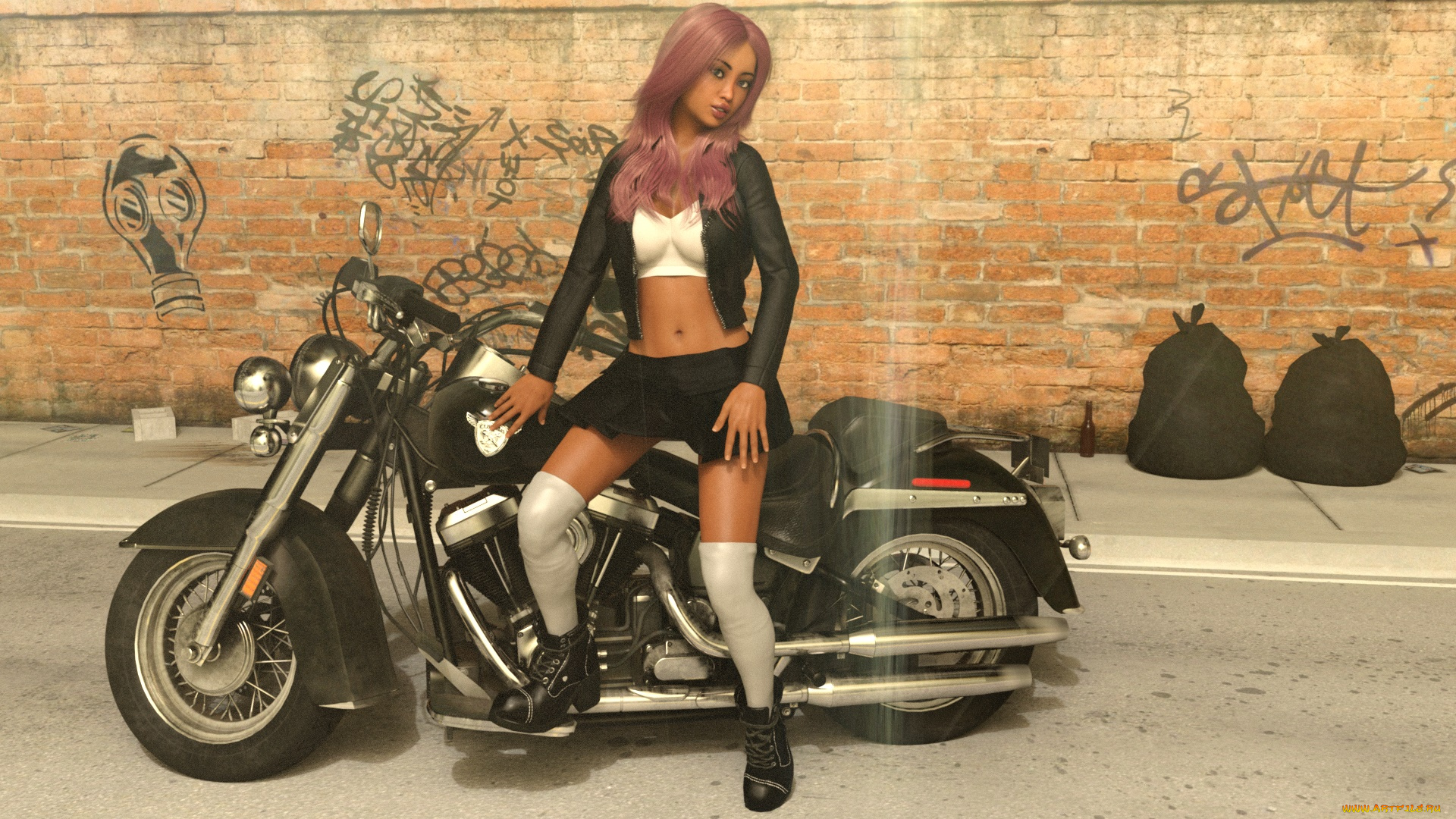 3д, графика, люди-авто, мото, , people-, car, , , moto, мотоцикл, взгляд, фон, девушка