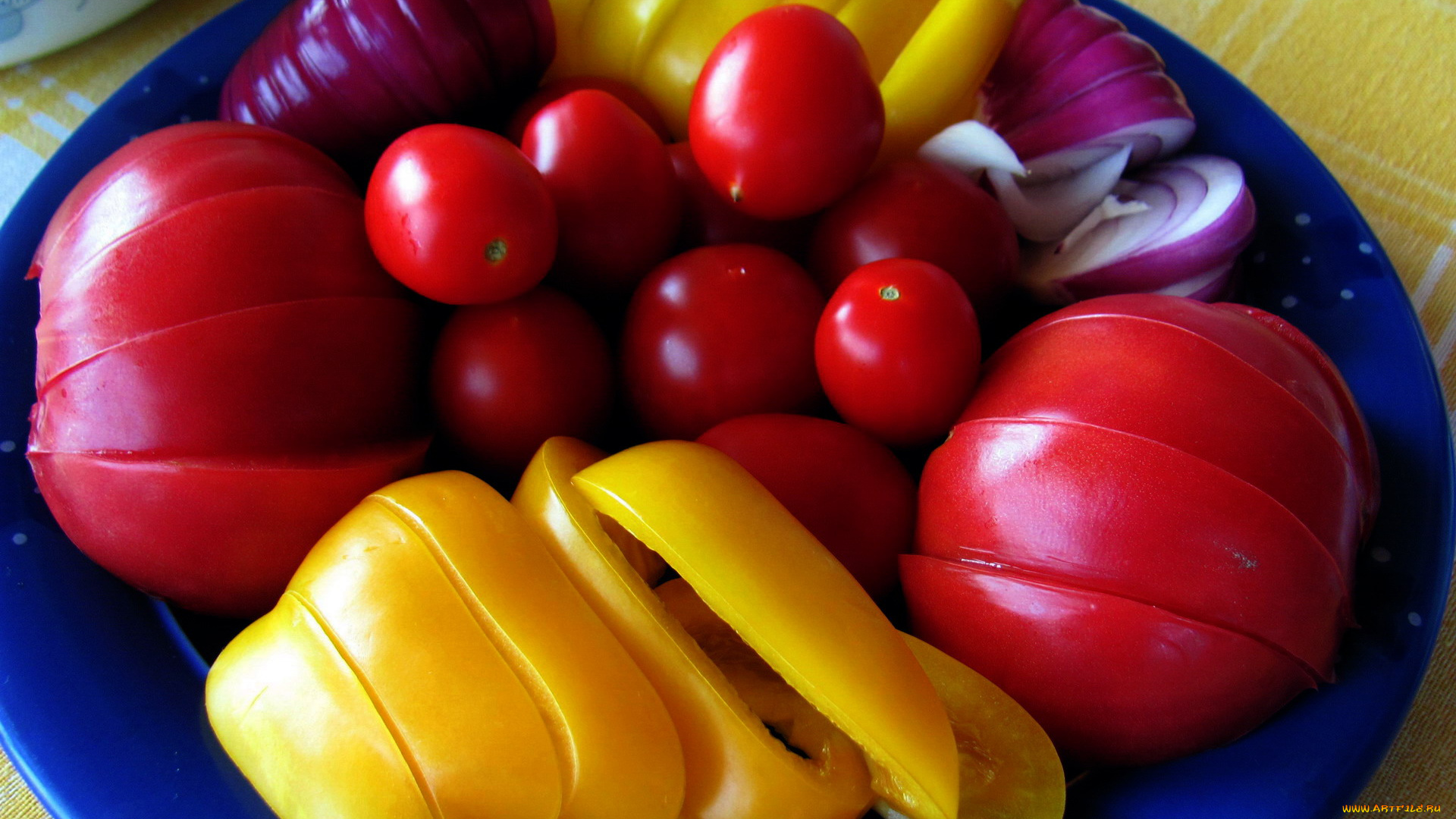 еда, овощи, черри, помидоры, лук, перец