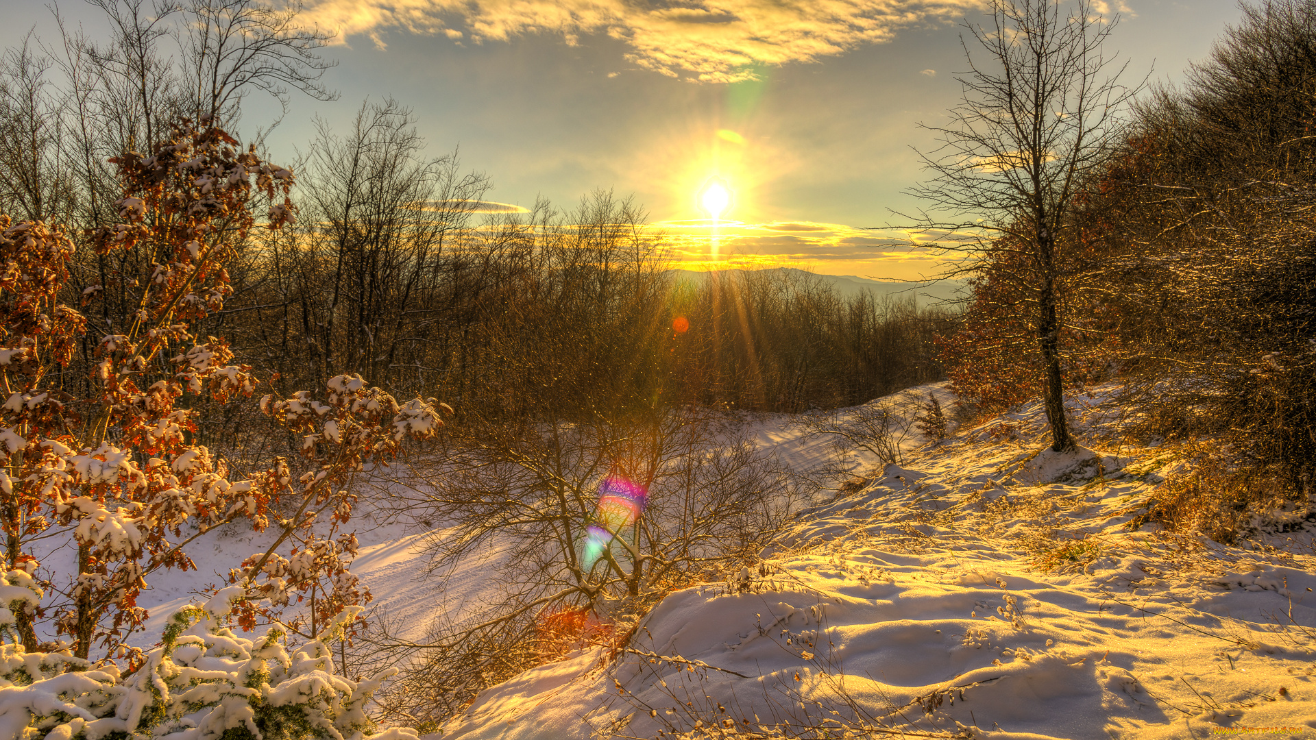 природа, зима, рассвет