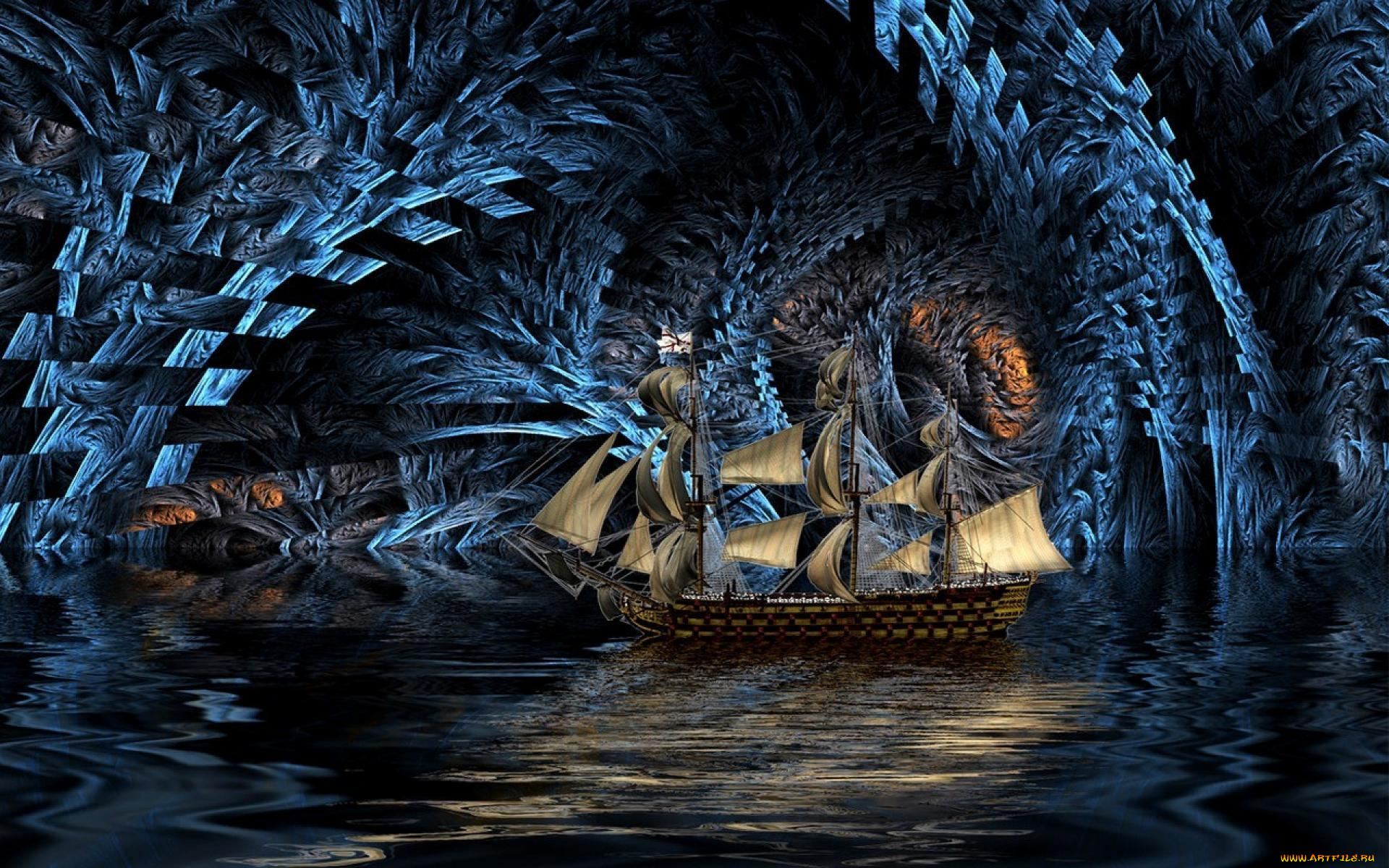 корабли, 3d, парусник