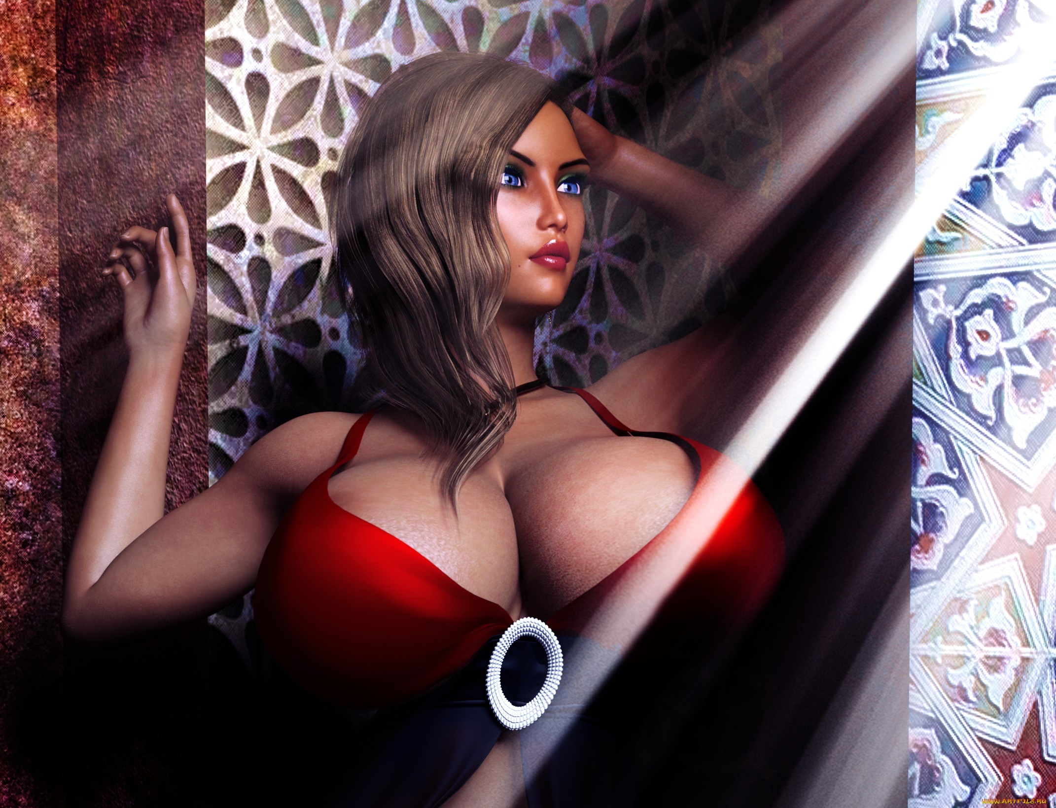 3д, графика, люди, , people, девушка, взгляд, фон