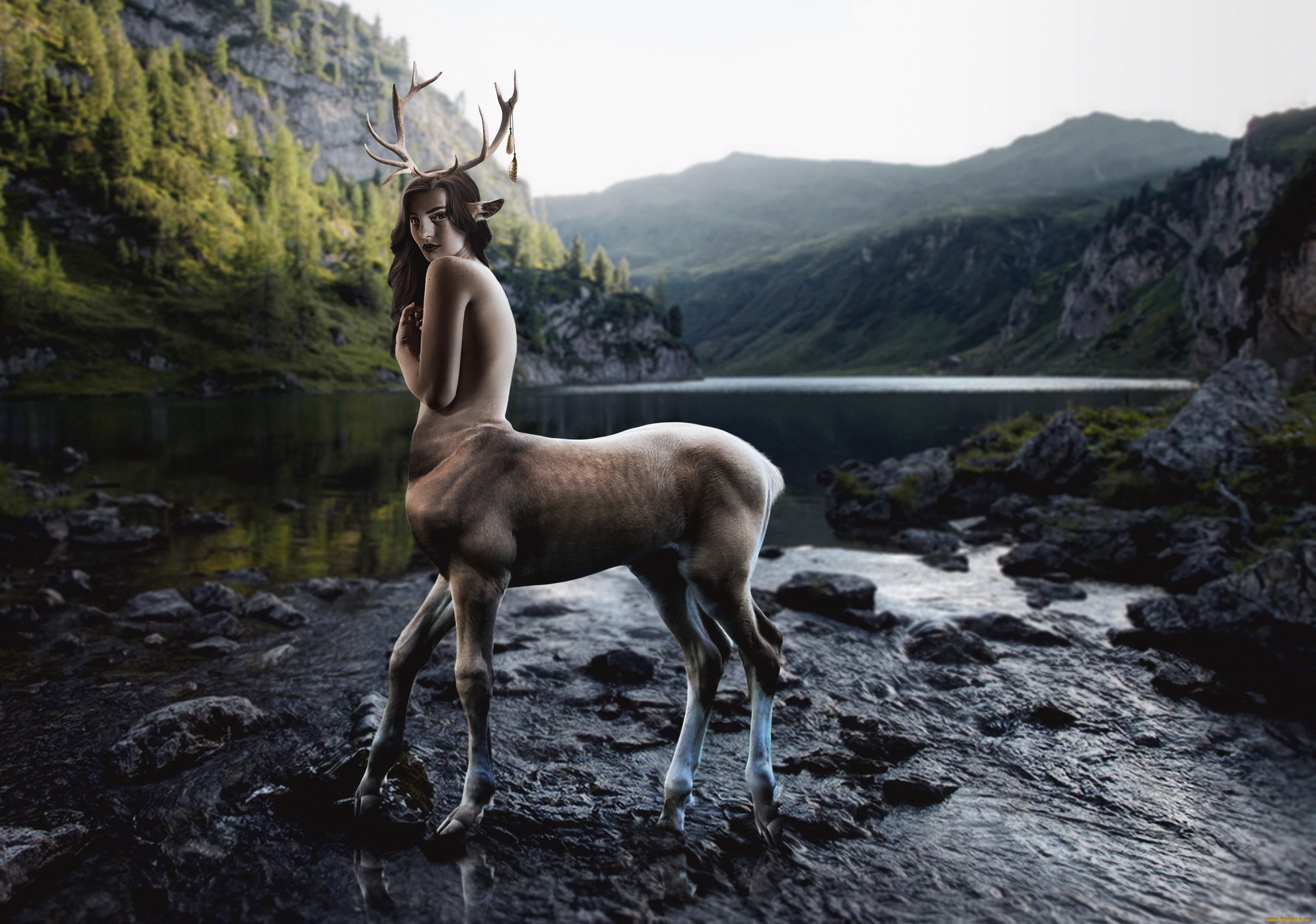 3д, графика, существа, , creatures, кентавр, девушка, взгляд