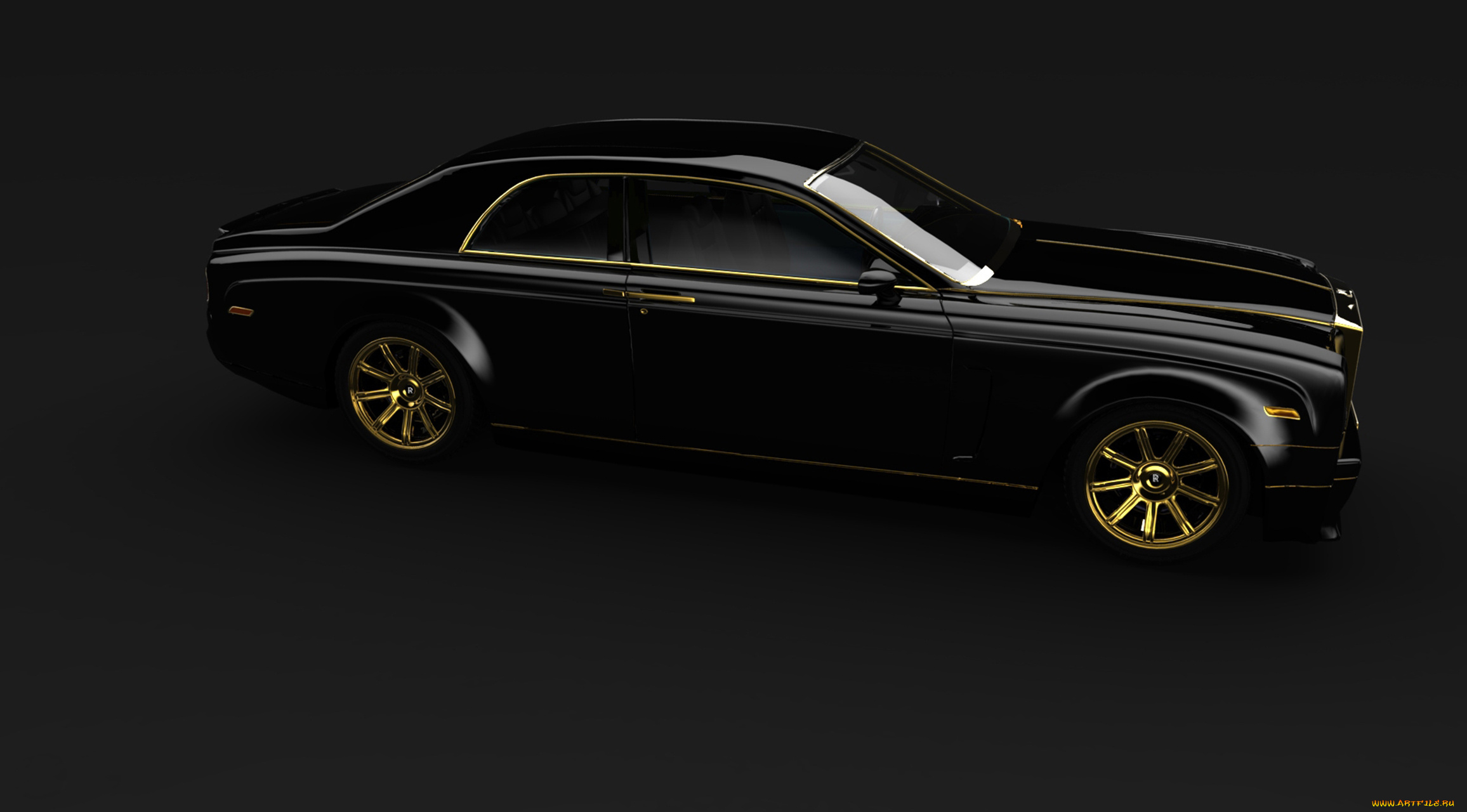rolls-royce, phantom, bozca, gold, автомобили, 3д, gold, bozca, phantom, rolls-royce