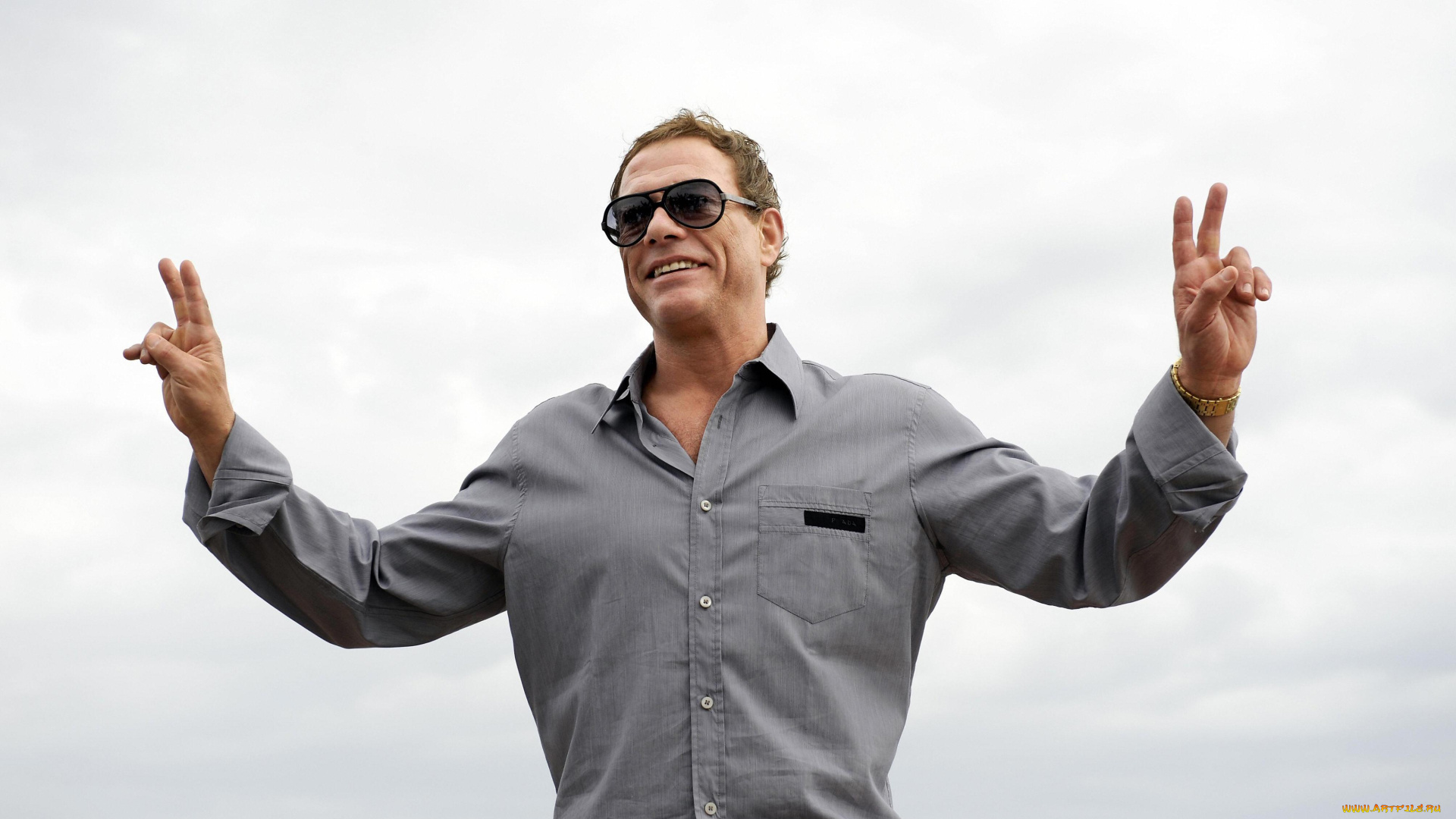 мужчины, jean-claude, van, damme, актер, рубашка, жест, очки