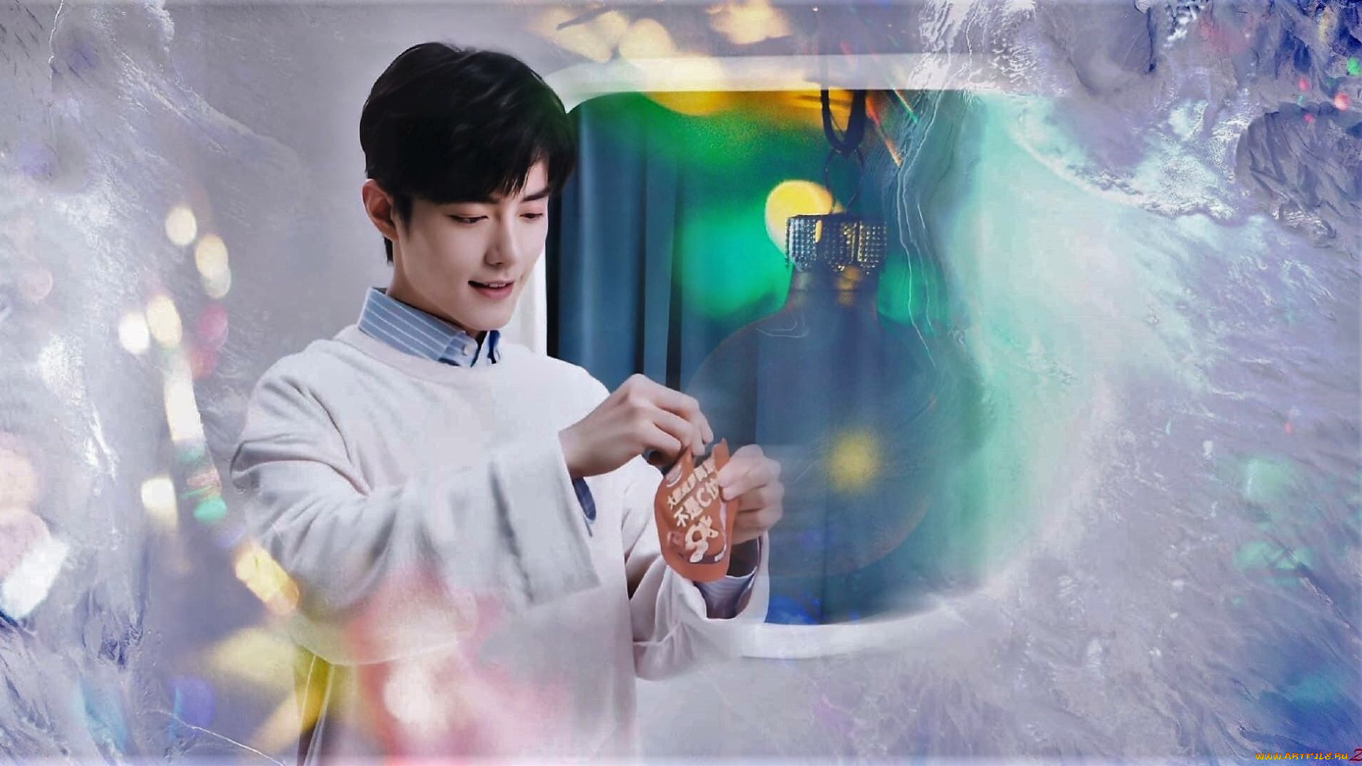 мужчины, xiao, zhan, актер, свитер, пакет