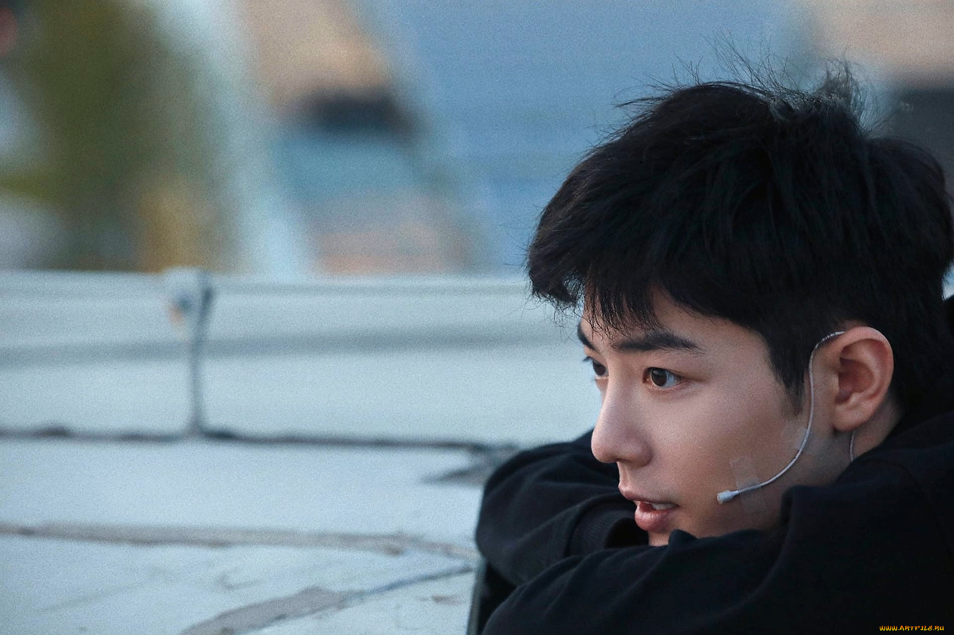 мужчины, xiao, zhan, лицо, свитер