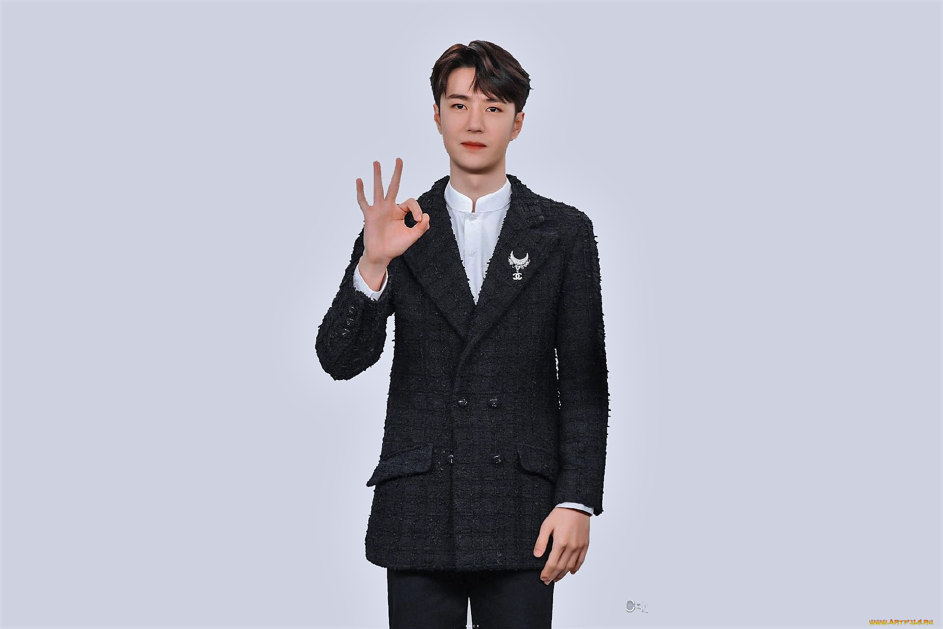 мужчины, wang, yi, bo, актер, пиджак, брошь, жест