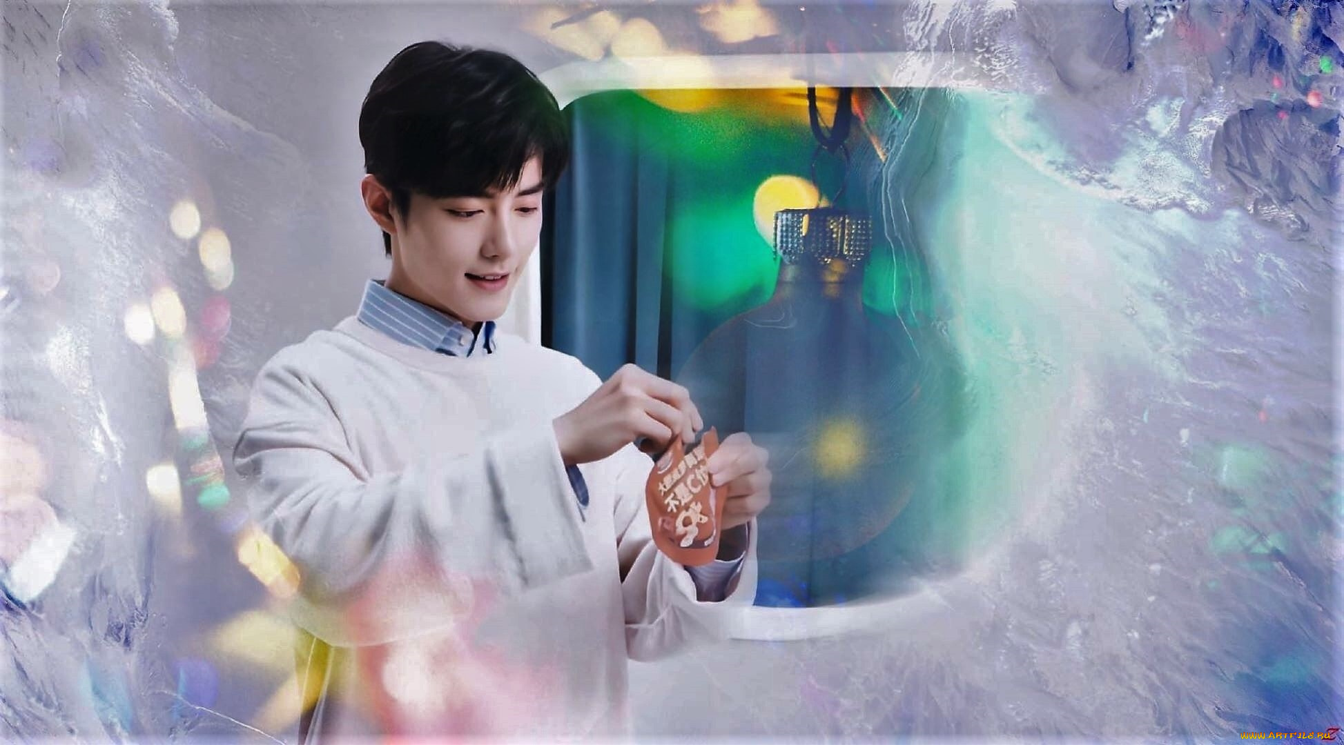 мужчины, xiao, zhan, актер, свитер, пакет