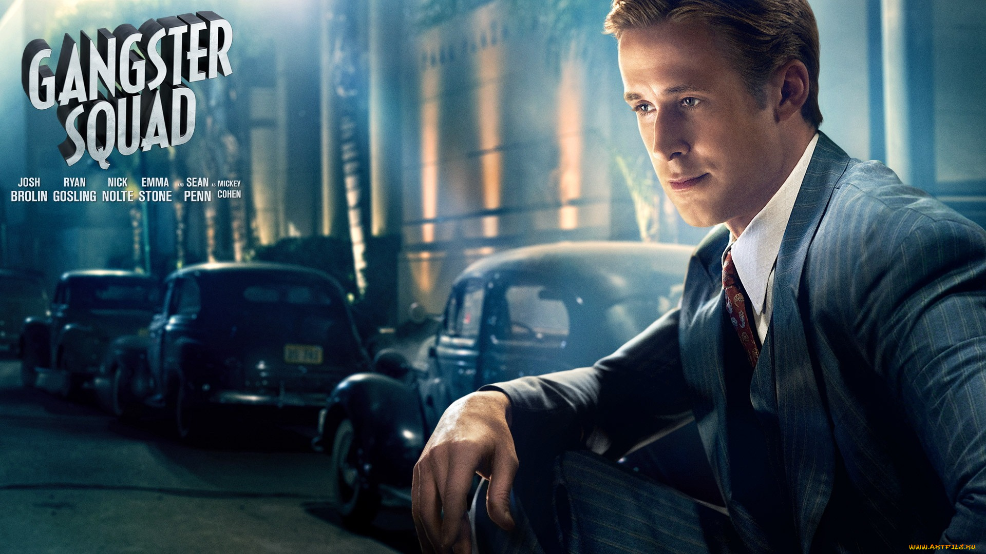 кино, фильмы, gangster, squad, мужчина, костюм, машины