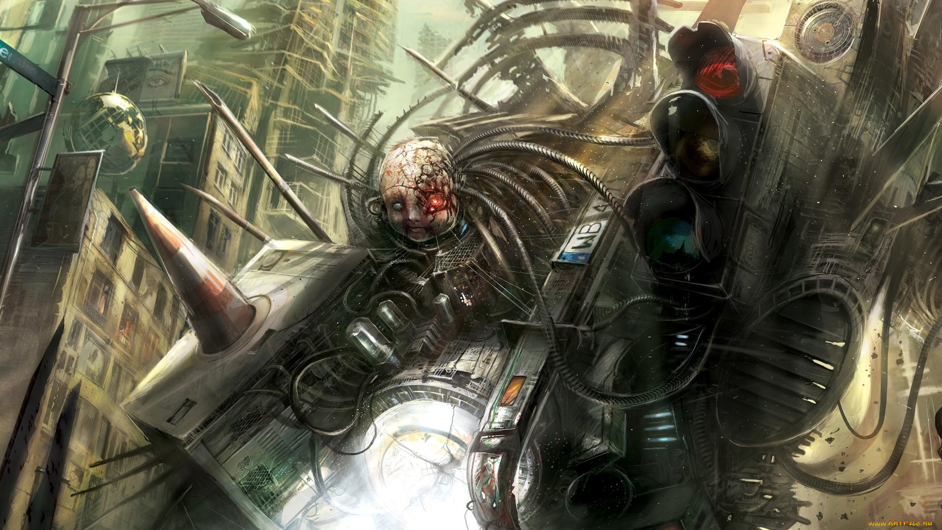 видео, игры, afterfall, , insanity, киборг, город, светофор