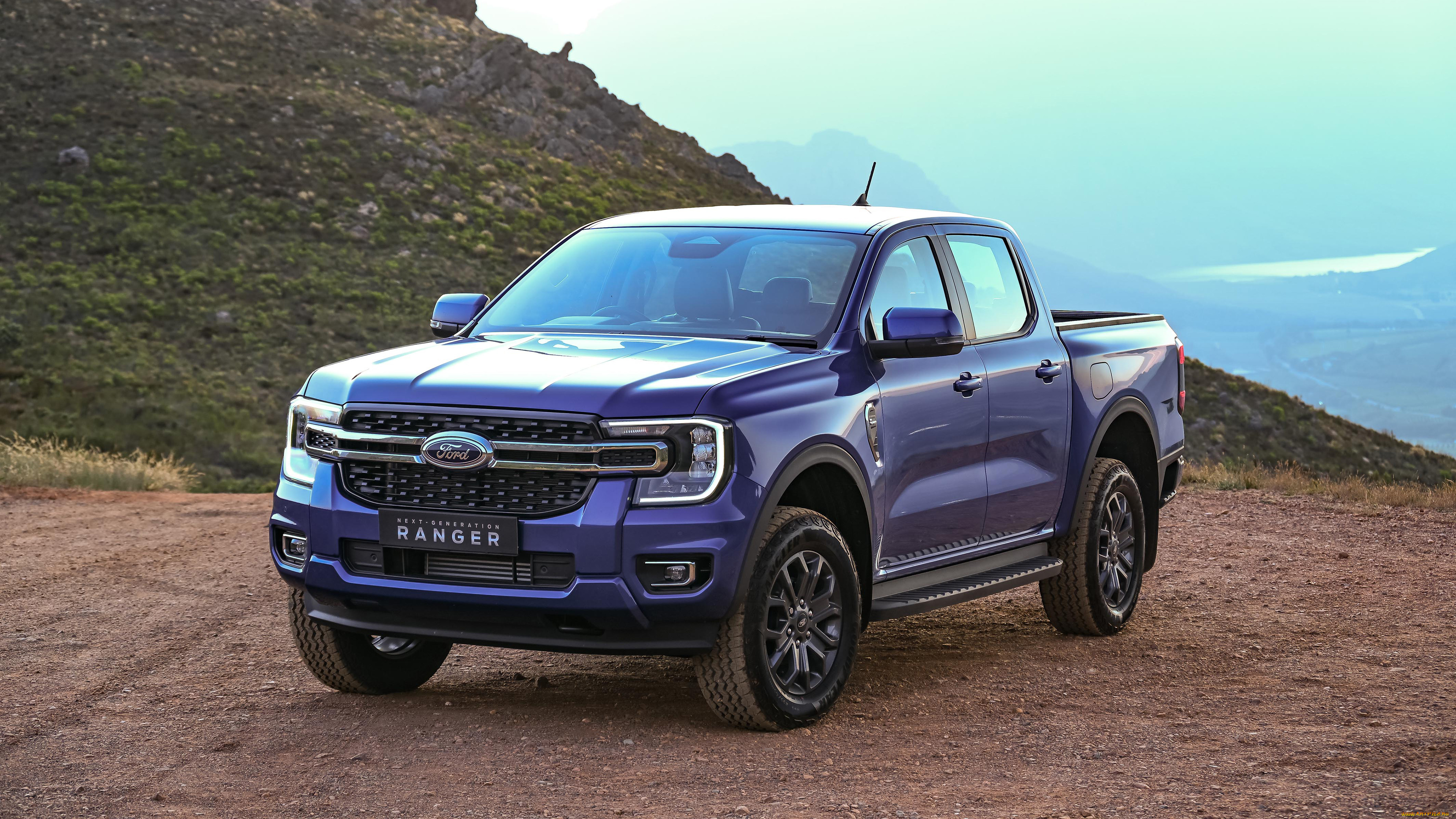 автомобили, ford, ranger, xlt, double, cab, 2022, пикап, форд, синий, природа