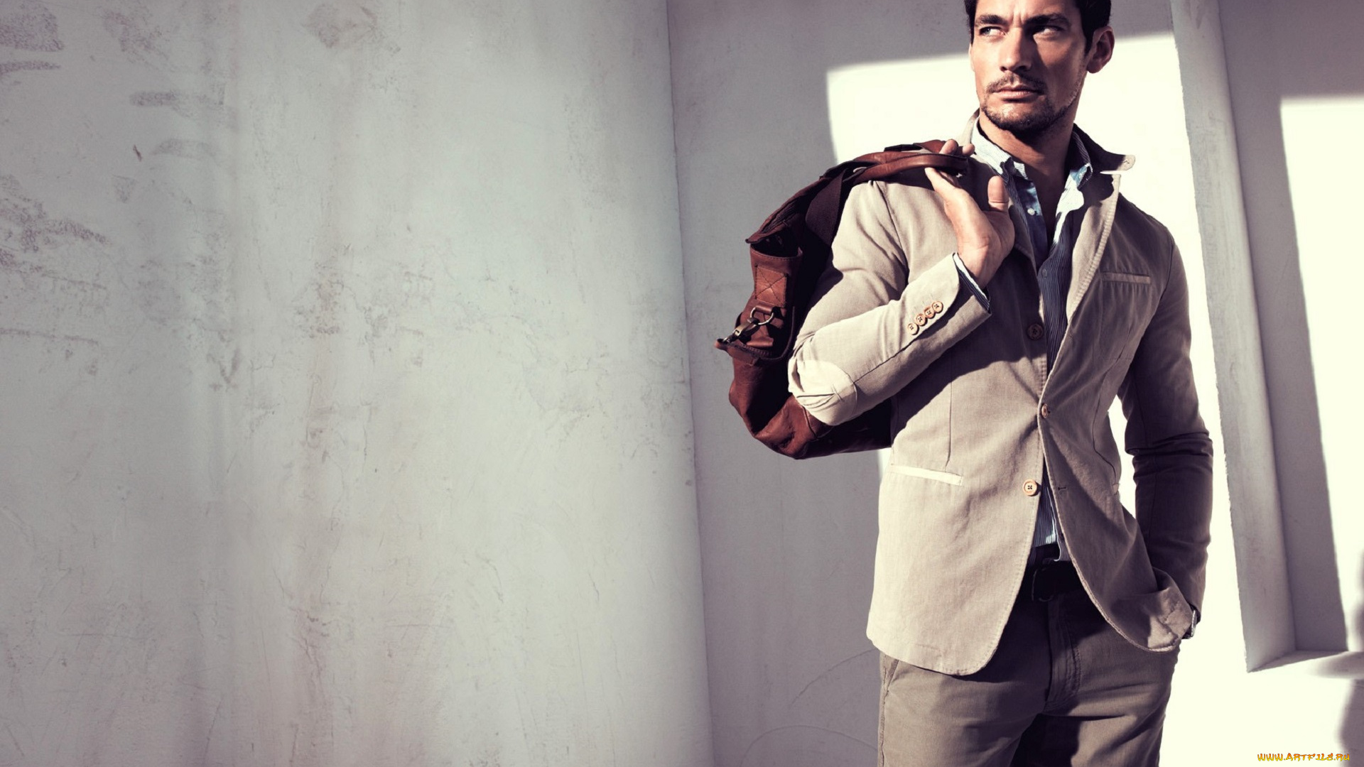 мужчины, david, gandy, щетина, пиджак, сумка