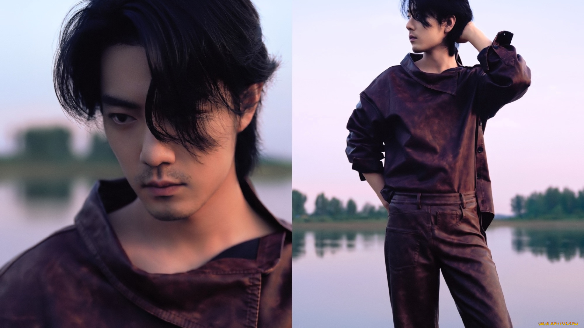 мужчины, xiao, zhan, актер, костюм, озеро