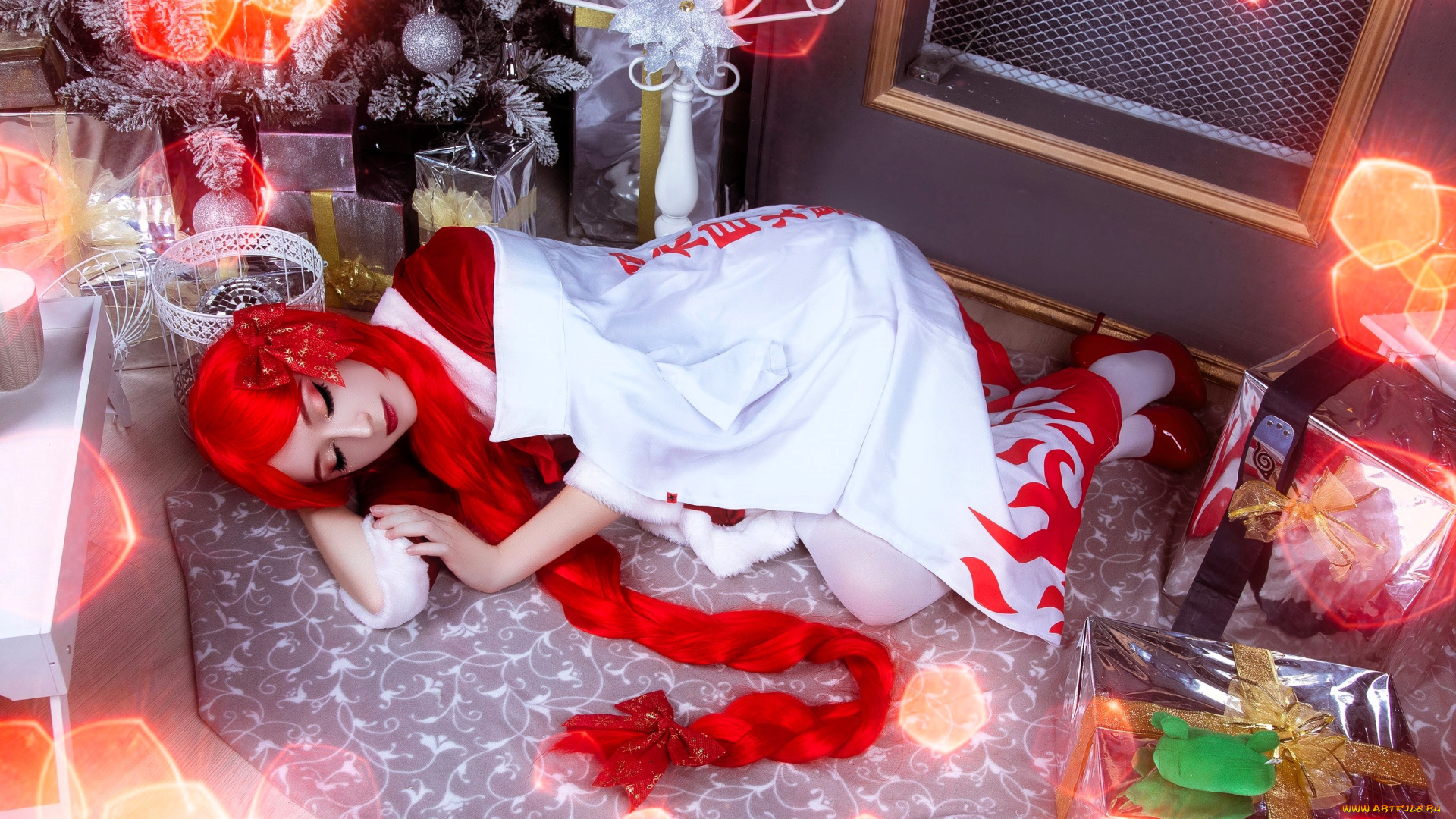 девушки, momo, образ, косплей, наряд, костюм, новый, год, подарки, ёлка