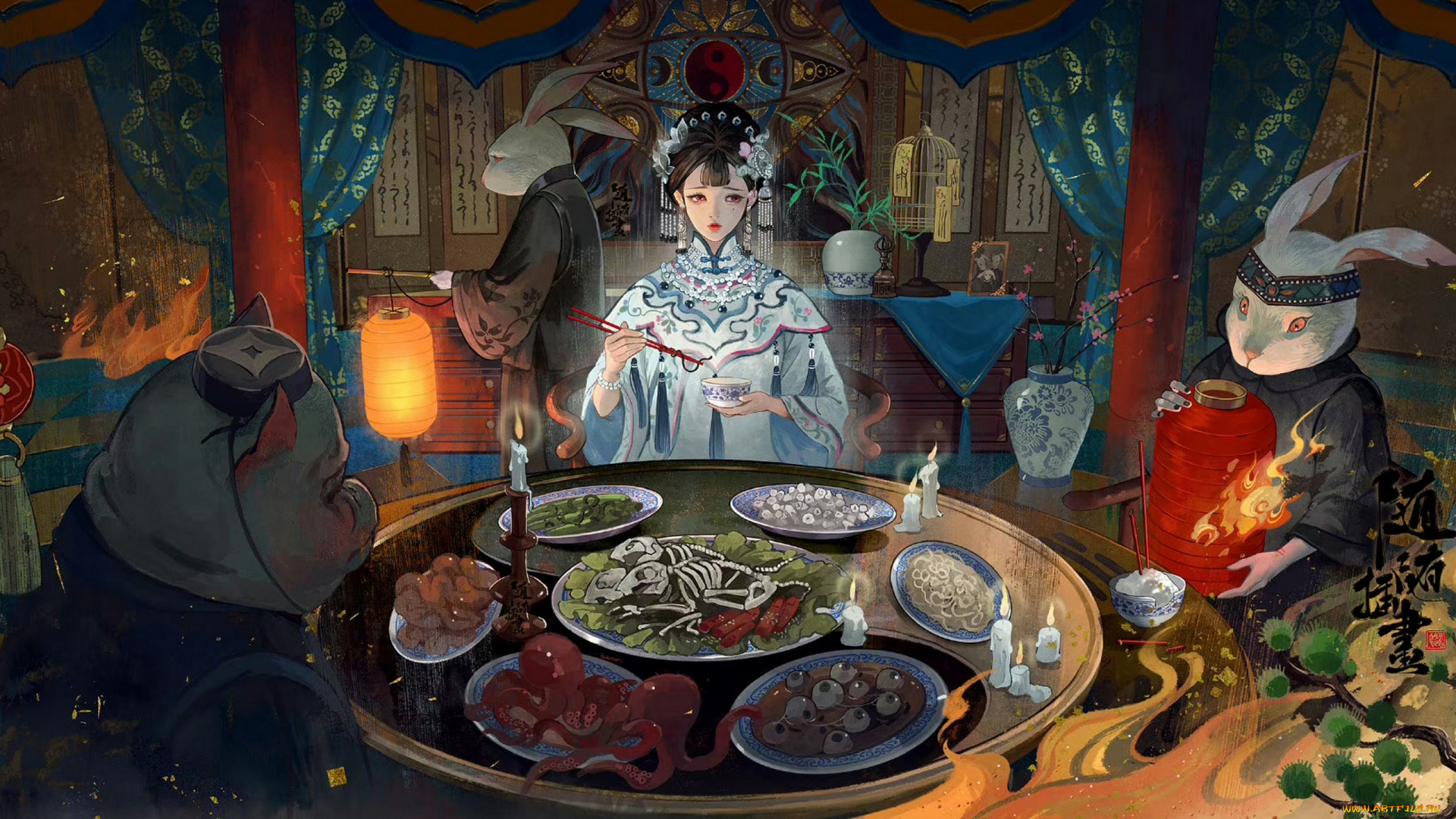 фэнтези, красавицы, и, чудовища, девушка