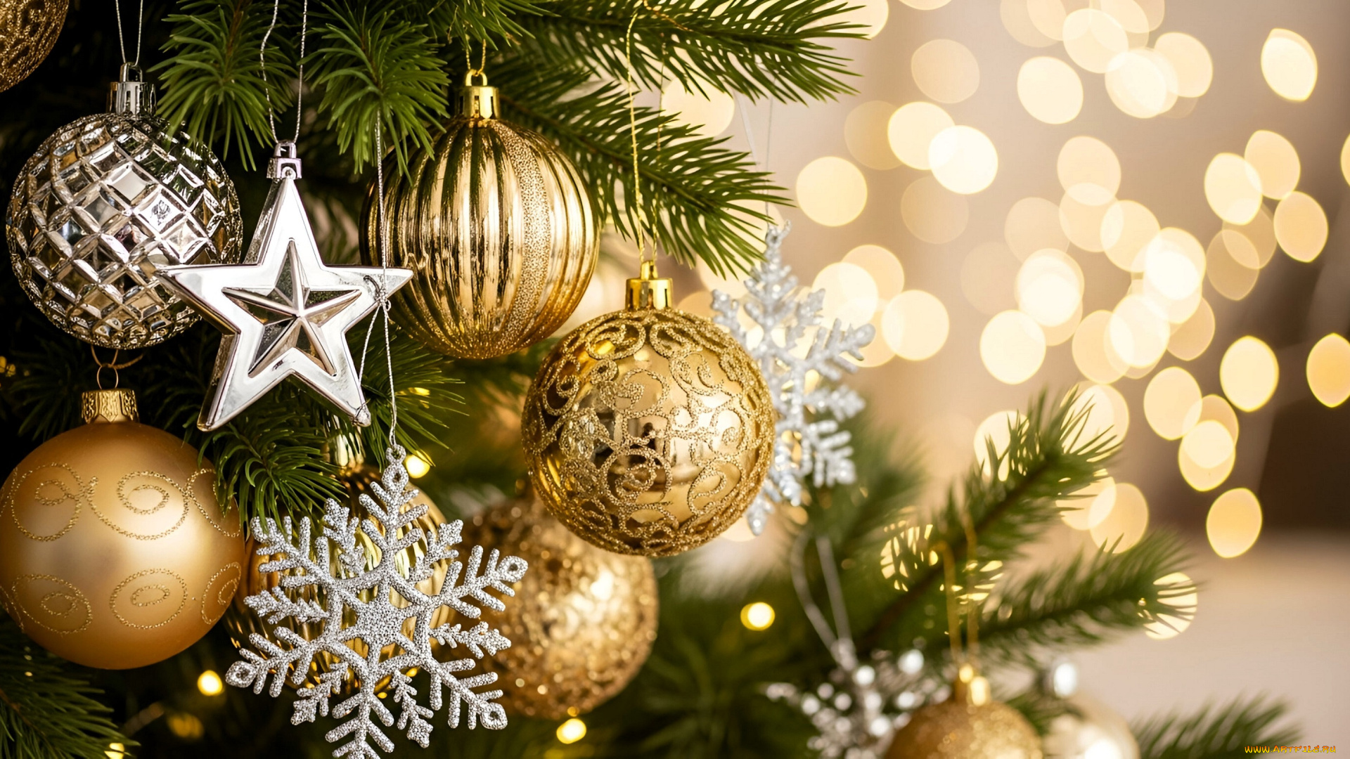 праздничные, украшения, ёлка, блики