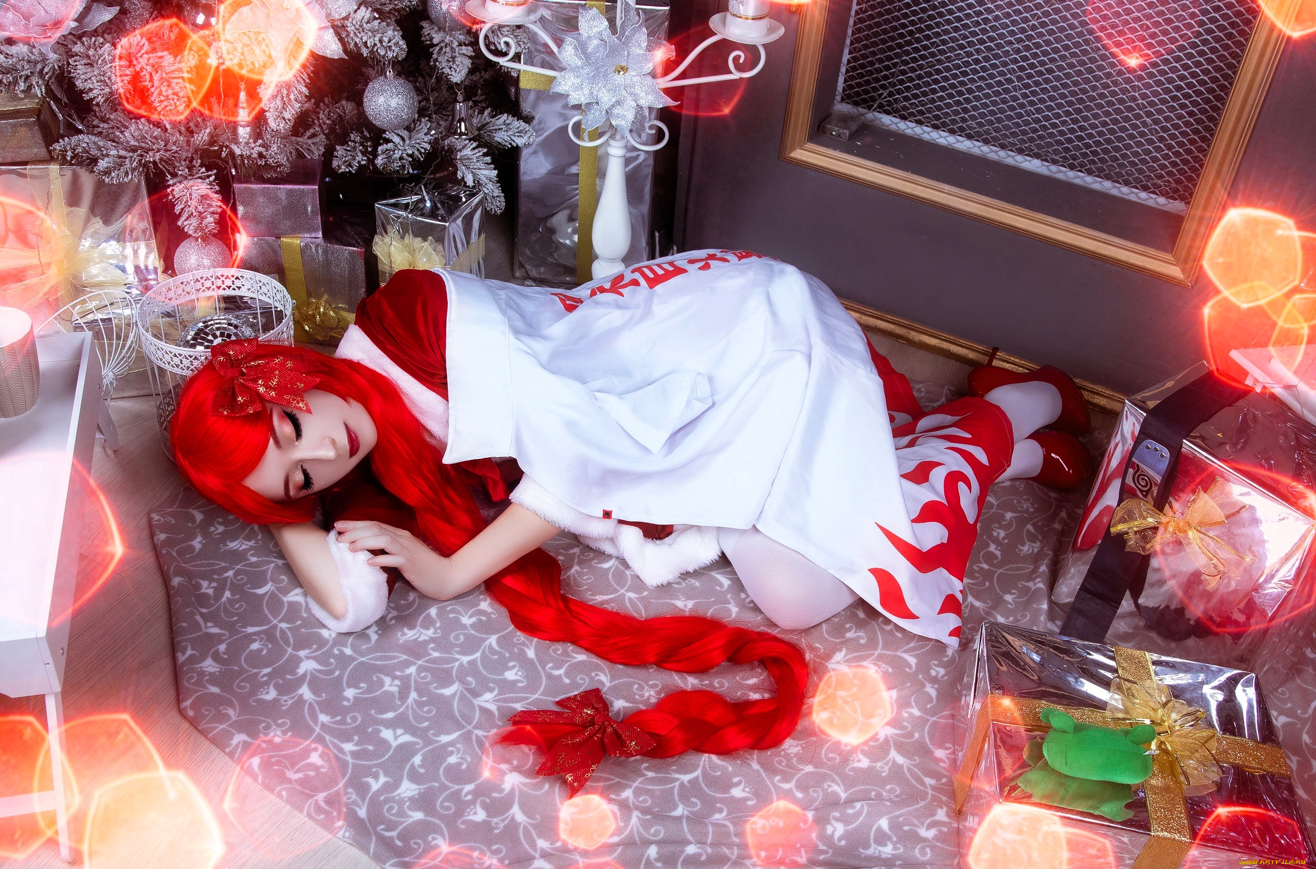 девушки, momo, образ, косплей, наряд, костюм, новый, год, подарки, ёлка