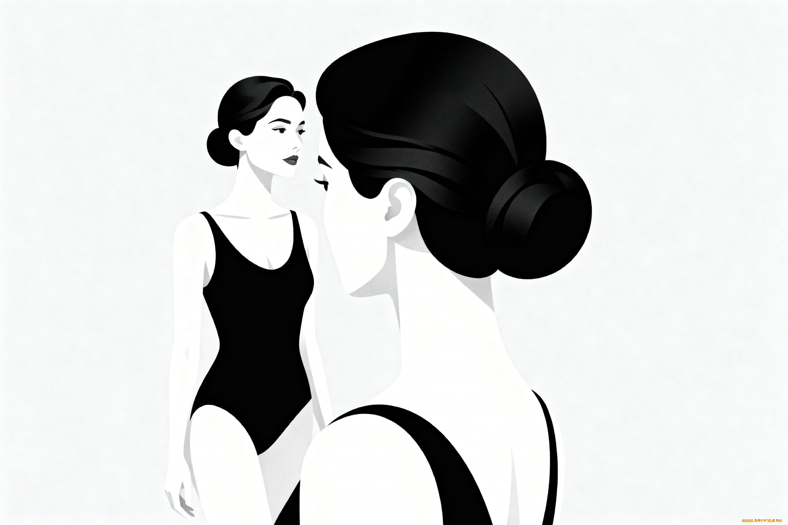 векторная, графика, девушки, , girls, девушка, брюнетка, купальник