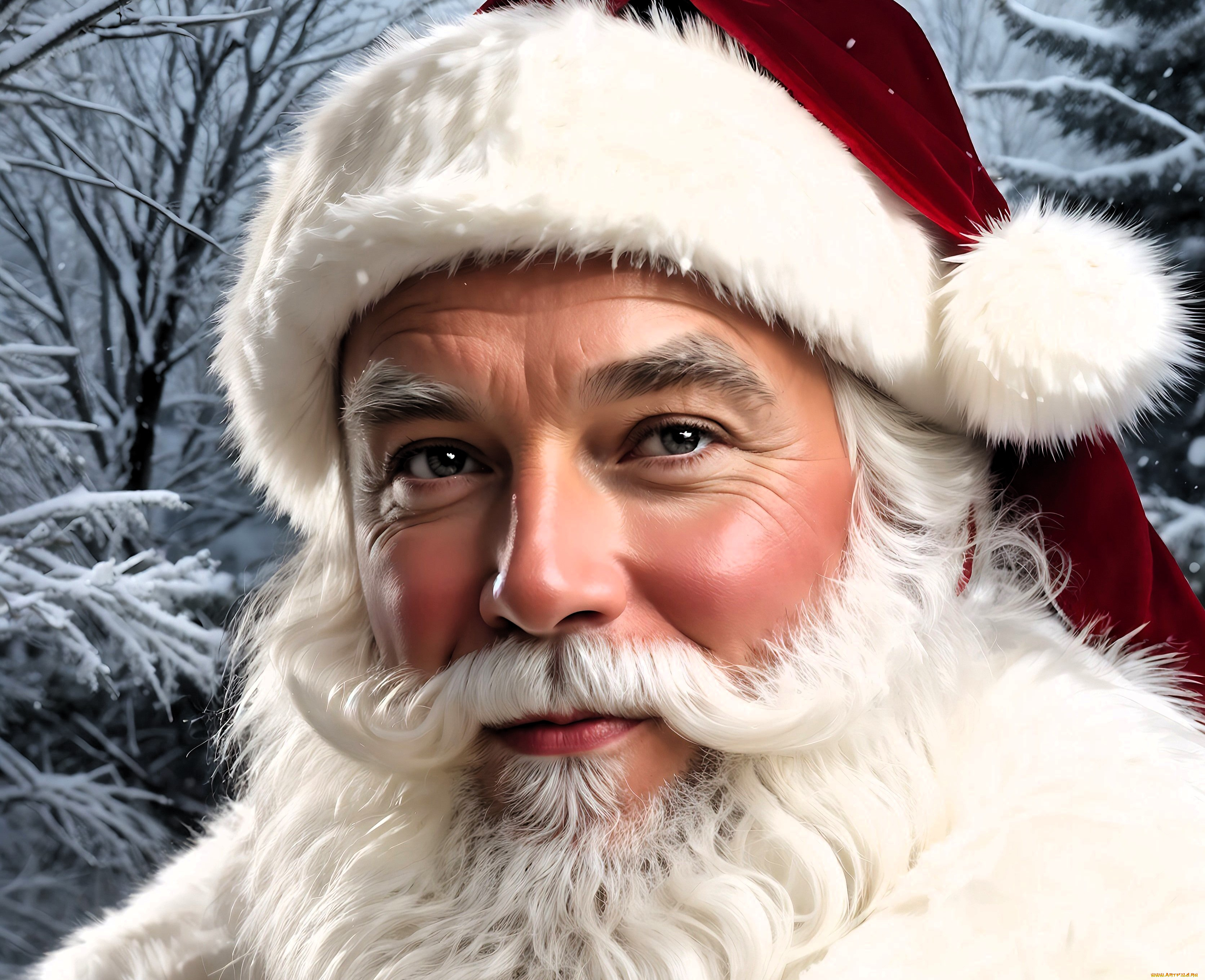 праздничные, дед, мороз, , санта, клаус, санта-клаус, шапка, лицо, борода, лес, снег
